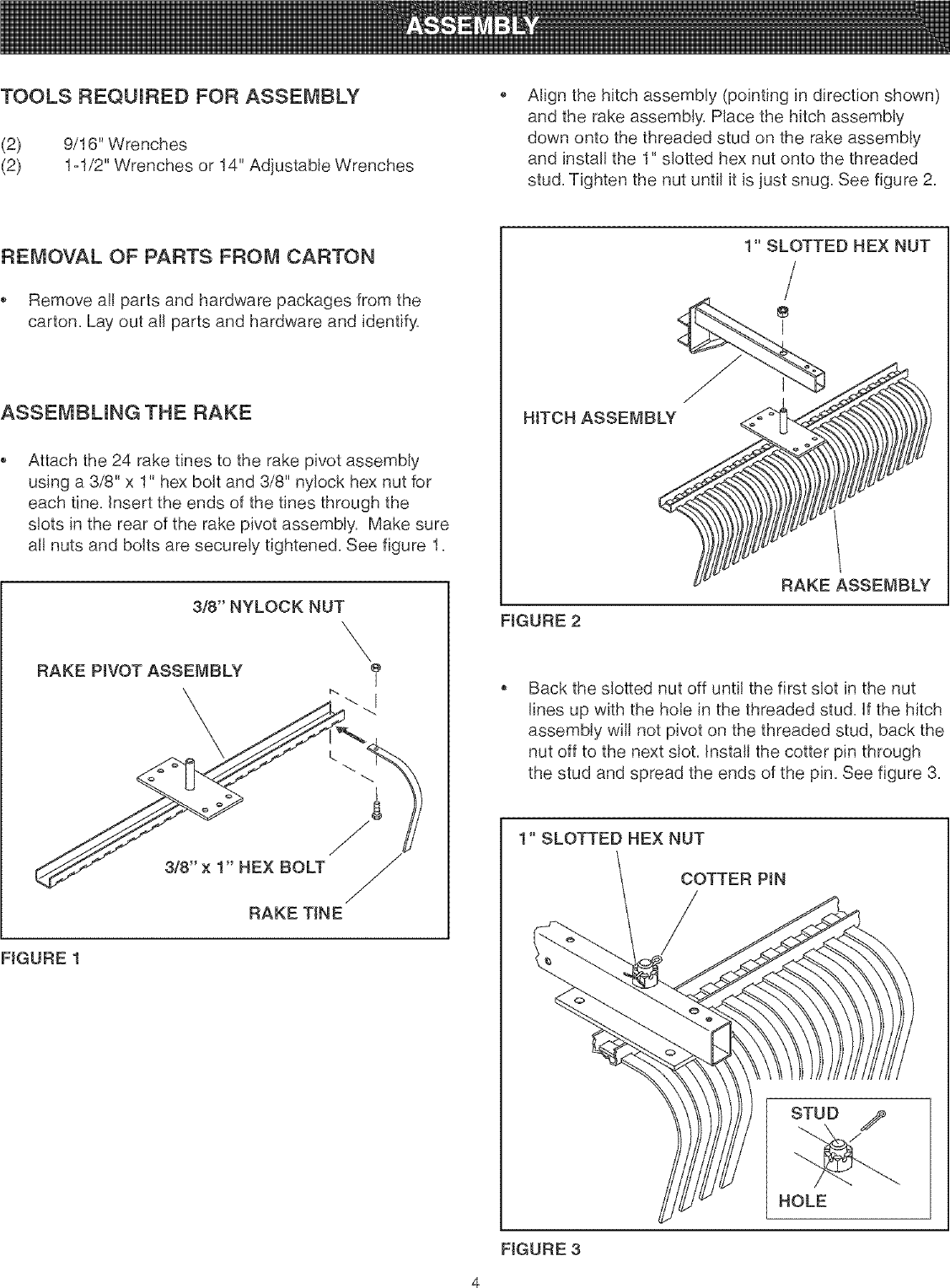 Page 4 of 8 - Craftsman 48624537 User Manual  48 SLEEVE HITCH ROCK RAKE - Manuals And Guides L0503116