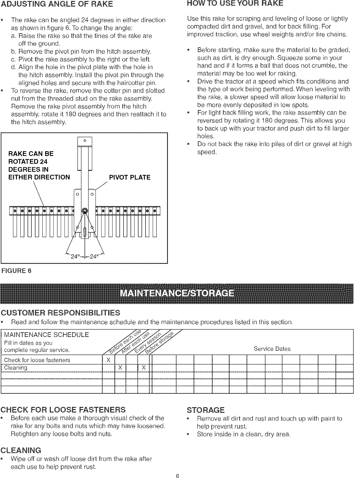 Page 6 of 8 - Craftsman 48624537 User Manual  48 SLEEVE HITCH ROCK RAKE - Manuals And Guides L0503116