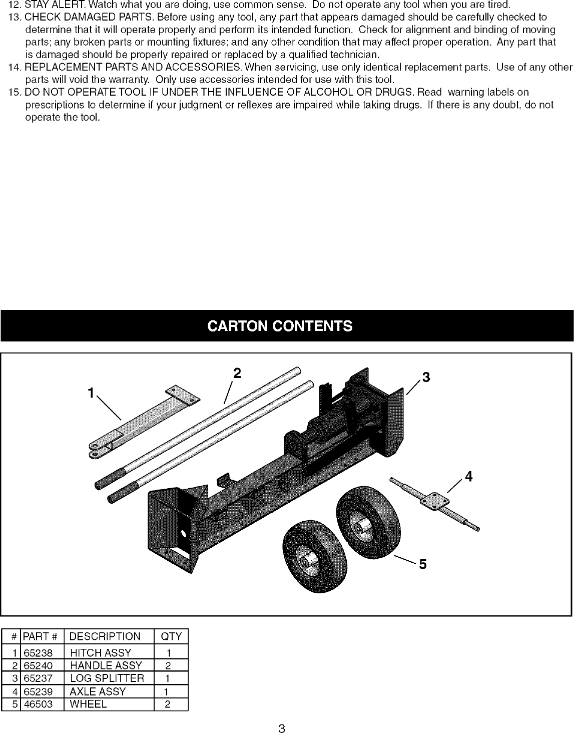 Page 3 of 8 - Craftsman 48624540 User Manual  10 TON HYDRAULIC LOG SPLITTER - Manuals And Guides L0503120