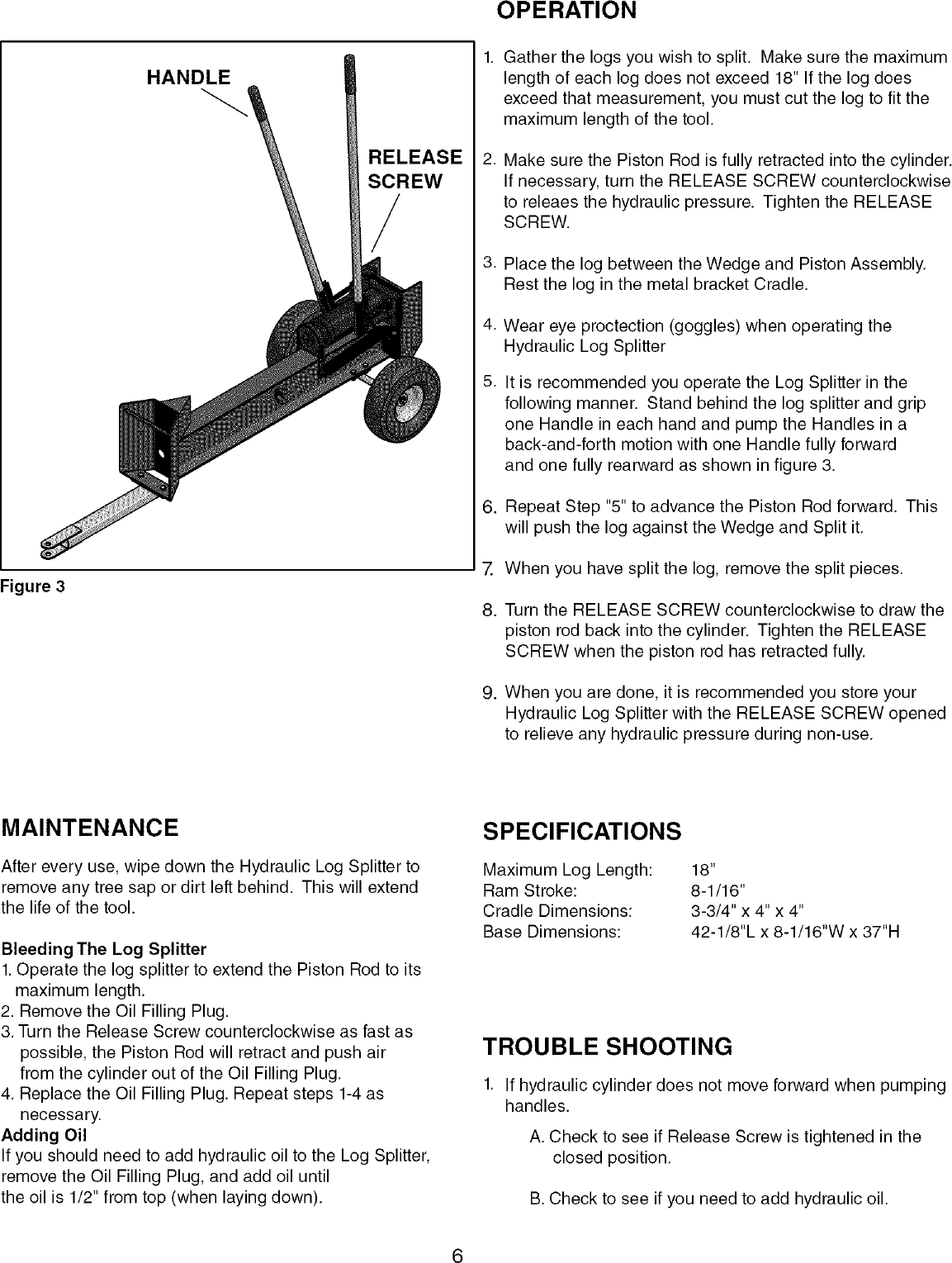 Page 6 of 8 - Craftsman 48624540 User Manual  10 TON HYDRAULIC LOG SPLITTER - Manuals And Guides L0503120