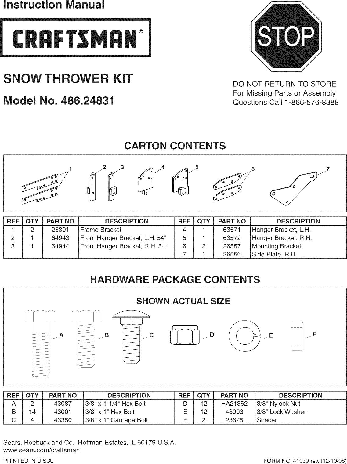 Page 1 of 8 - Craftsman 48624831 User Manual  SNOW THROWER - Manuals And Guides L0904376
