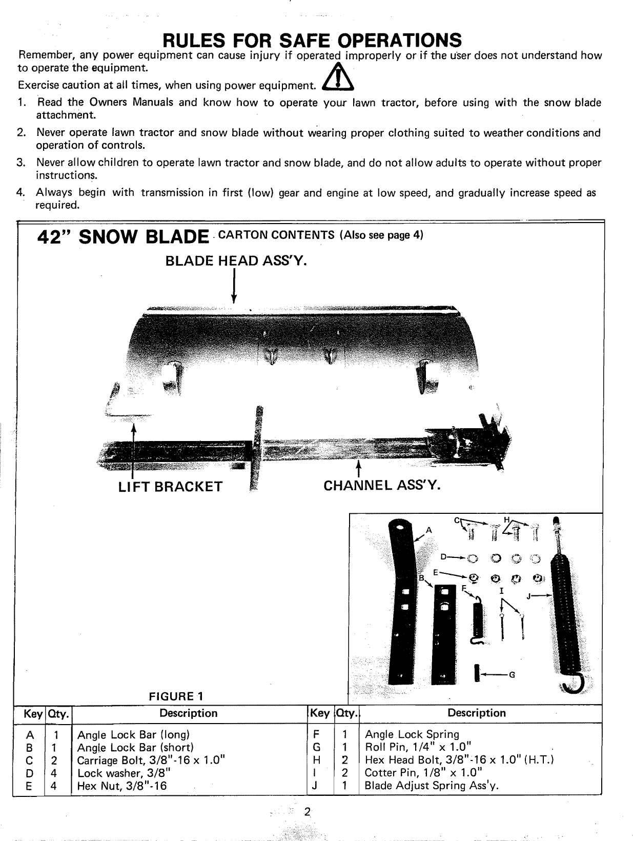 Page 2 of 12 - Craftsman 486254072 User Manual  SEARS 42 IN SNOW BLADE - Manuals And Guides L0811242