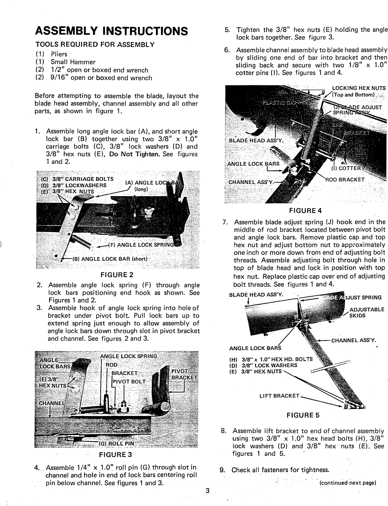 Page 3 of 12 - Craftsman 486254072 User Manual  SEARS 42 IN SNOW BLADE - Manuals And Guides L0811242