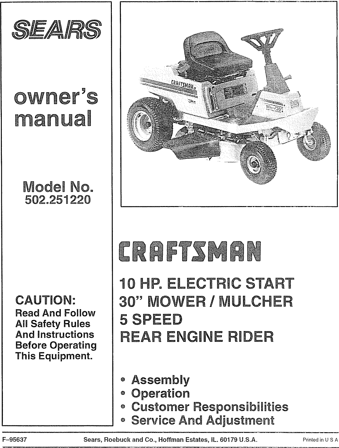 Craftsman R140 Manual
