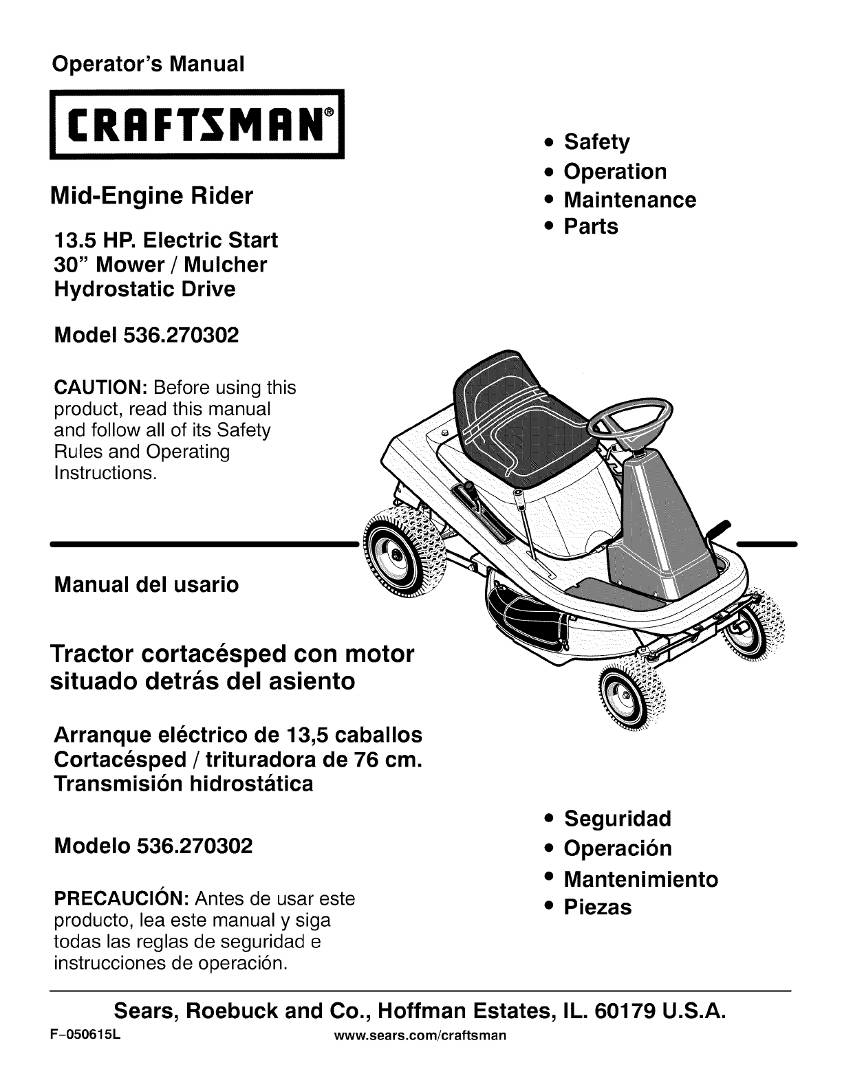 craftsman automatic 13.5 hp ic 30