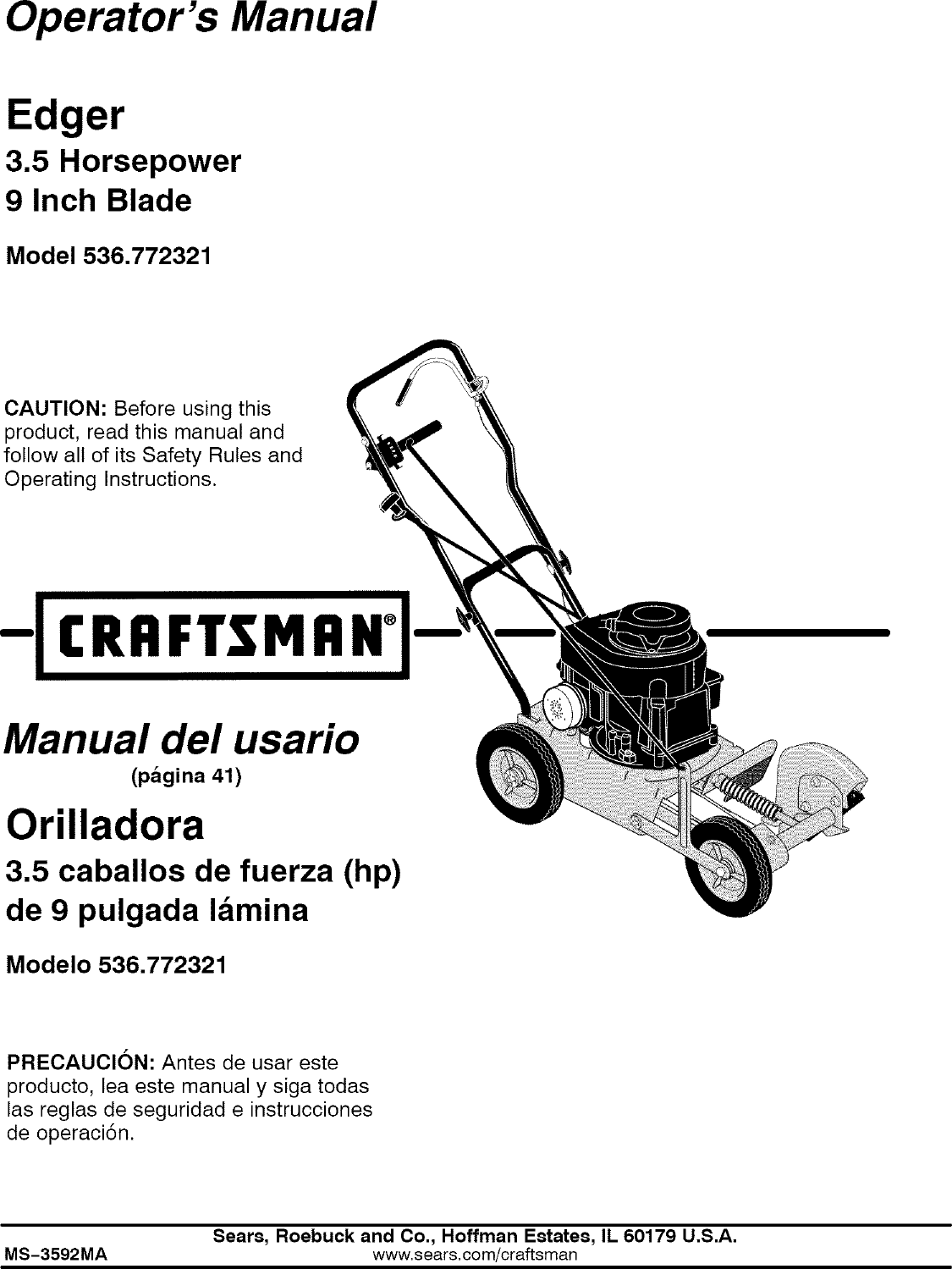 Craftsman 536772321 User Manual Edger Manuals And Guides L0606143 6724