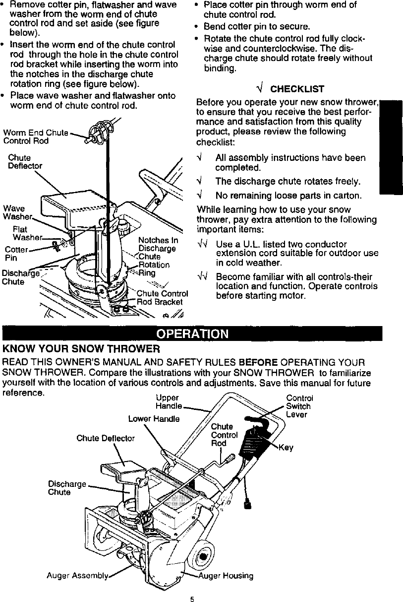 Page 5 of 11 - Craftsman 536882091 User Manual  20 ELECTRIC SNOW THROWER - Manuals And Guides L9911017