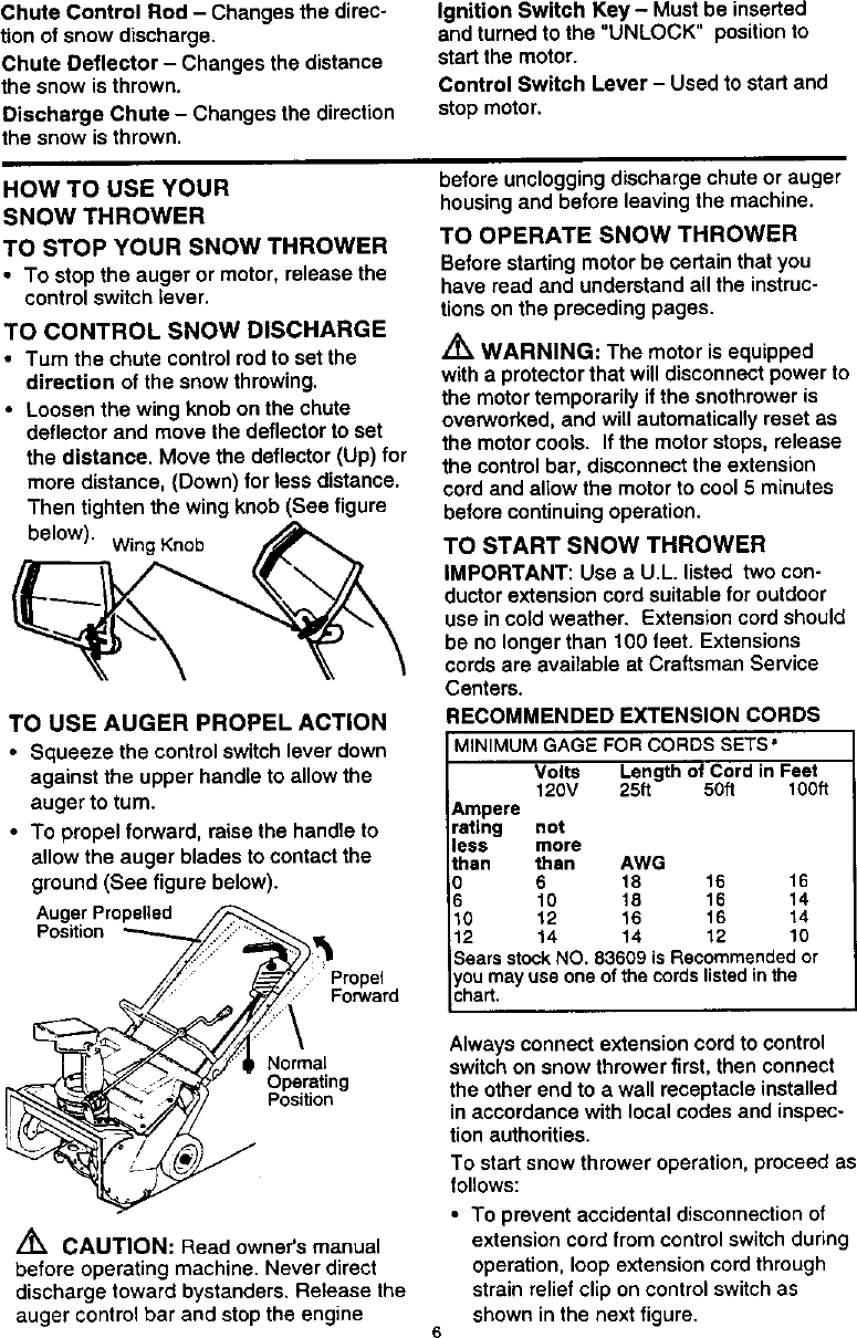 Page 6 of 11 - Craftsman 536882091 User Manual  20 ELECTRIC SNOW THROWER - Manuals And Guides L9911017