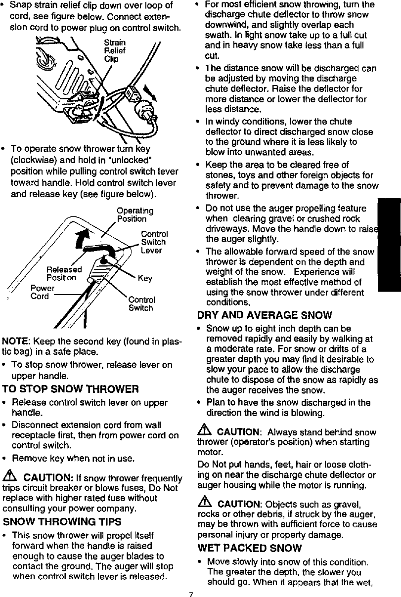 Page 7 of 11 - Craftsman 536882091 User Manual  20 ELECTRIC SNOW THROWER - Manuals And Guides L9911017