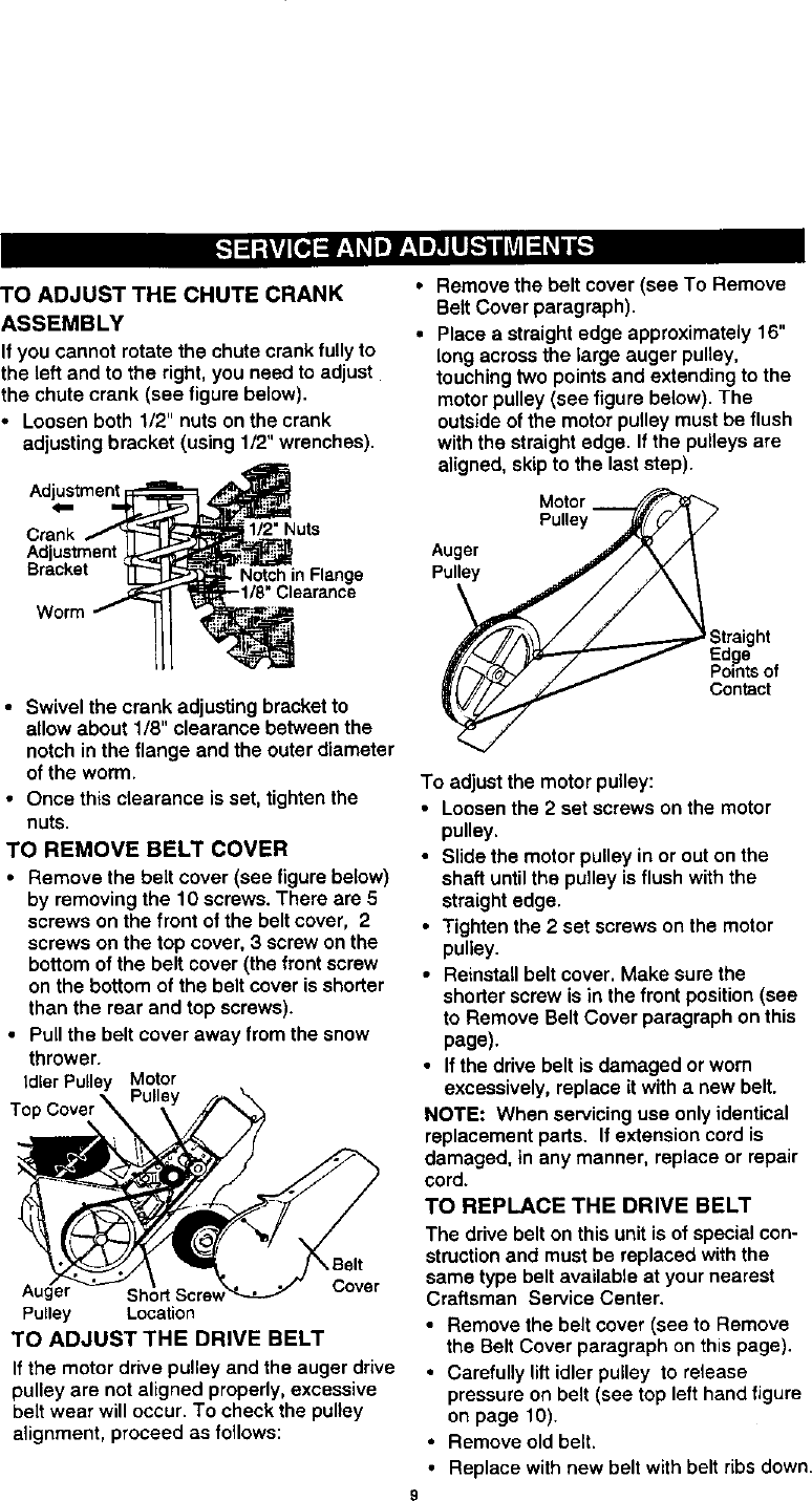 Page 9 of 11 - Craftsman 536882091 User Manual  20 ELECTRIC SNOW THROWER - Manuals And Guides L9911017