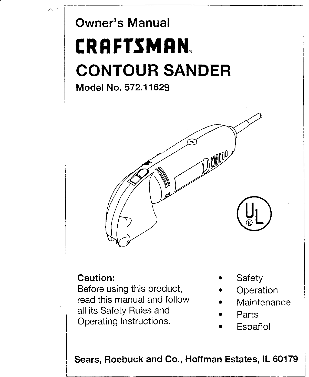 Craftsman 57211629 User Manual OWNER'S CONTOUR SANDER Manuals And