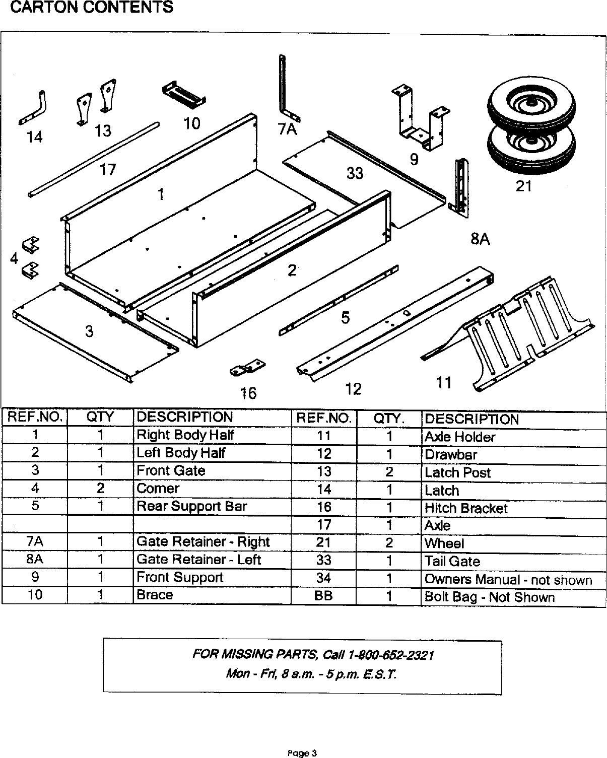 Page 3 of 12 - Craftsman 610243551 User Manual  DUMP CART - Manuals And Guides L0304243