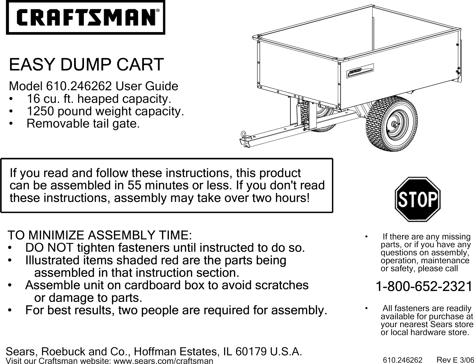 Page 1 of 10 - Craftsman 610246262 User Manual  EASY DUMP CART - Manuals And Guides L0901385