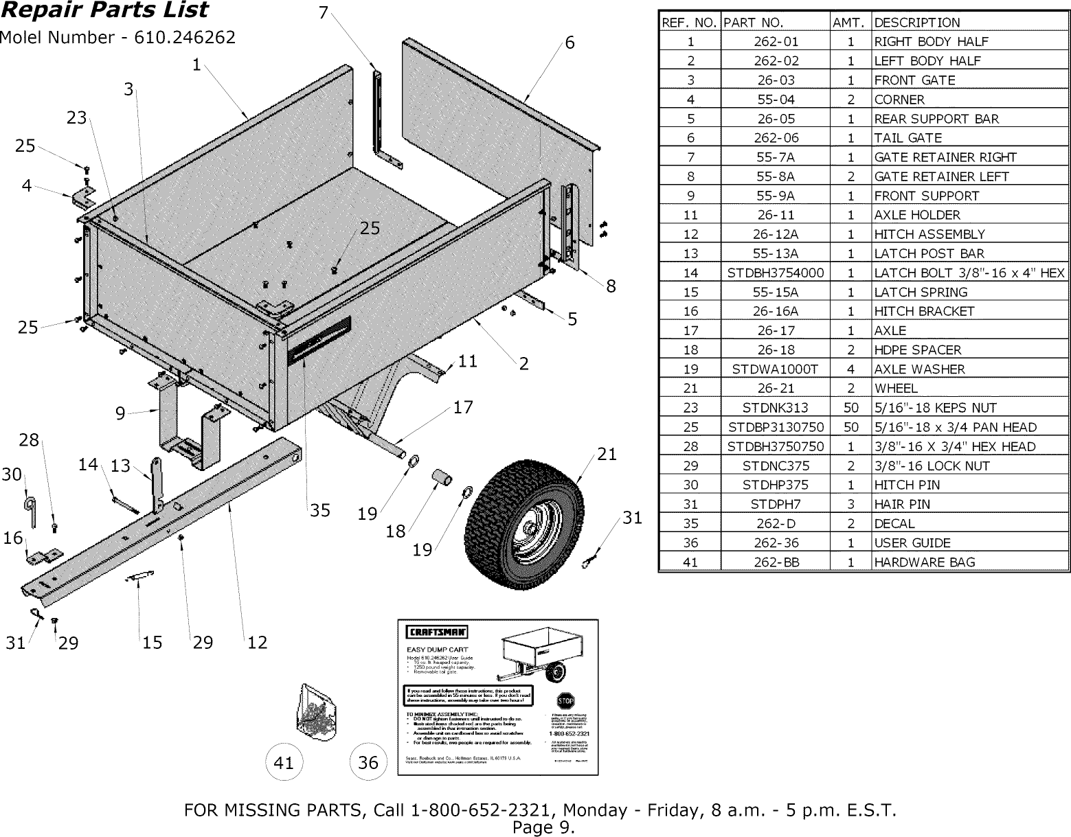 Page 9 of 10 - Craftsman 610246262 User Manual  EASY DUMP CART - Manuals And Guides L0901385