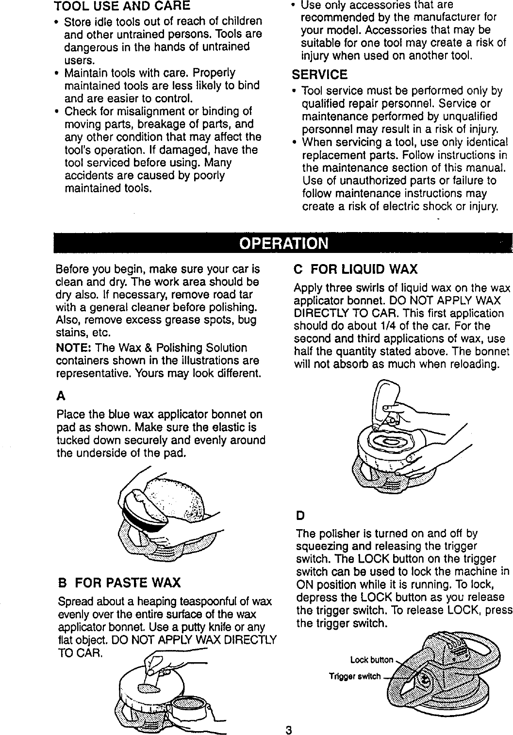 Page 3 of 7 - Craftsman 646106591 User Manual  BUFFER/POLISHER SYSTEM - Manuals And Guides L0020229