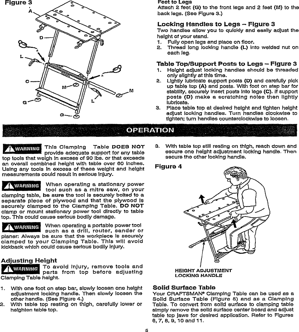 Page 5 of 10 - Craftsman 695657960 User Manual  WORKBENCH - Manuals And Guides L0809503