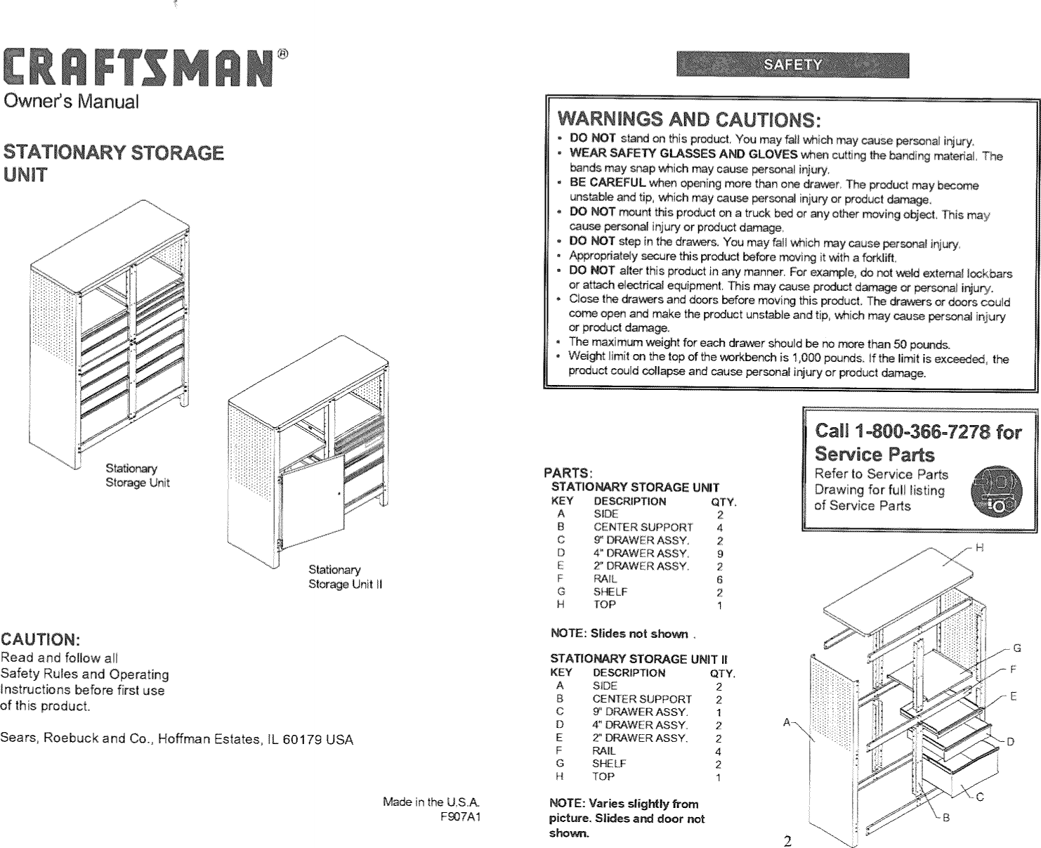 Page 1 of 3 - Craftsman 706139910 User Manual  TOOL CHEST - Manuals And Guides L1003087