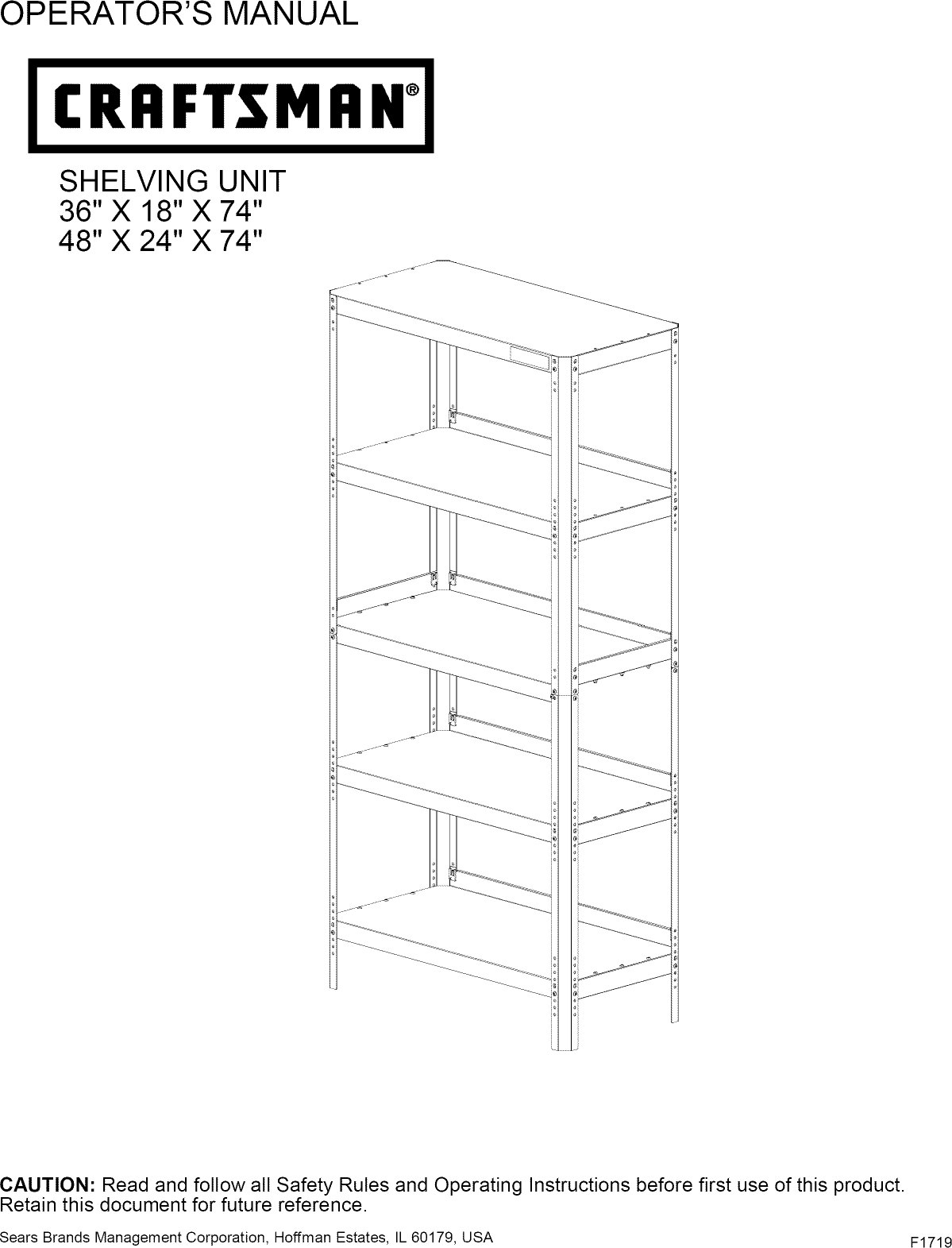 Craftsman 706149010 L0910320 User Manual SHELF UNIT Manuals And Guides