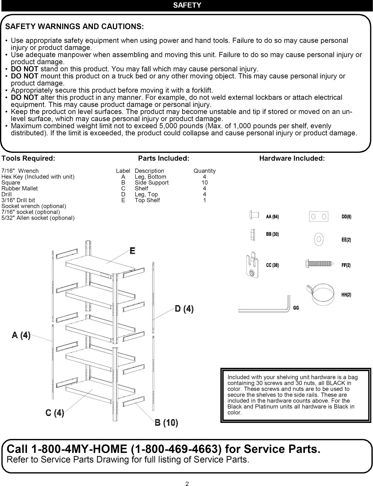 Craftsman 706149010 L0910320 User Manual SHELF UNIT Manuals And Guides