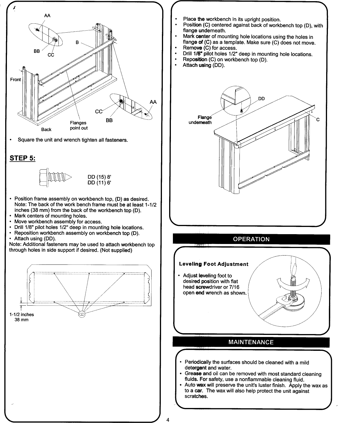 Page 4 of 8 - Craftsman 706149250 User Manual  WORK BENCH - Manuals And Guides L1002168