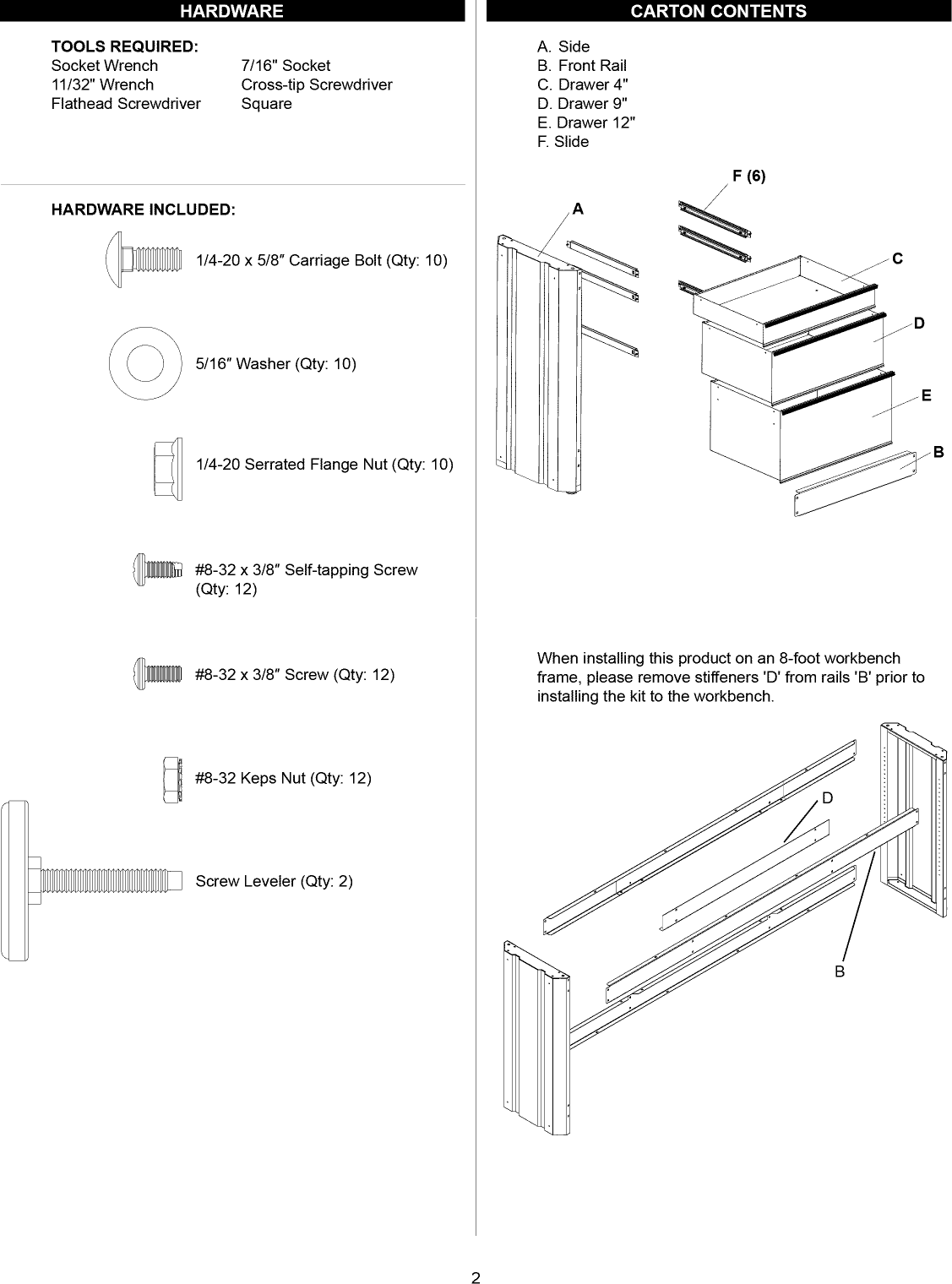 Page 2 of 10 - Craftsman 706149260 1108813L User Manual  3 DRAWER ACCESSORY - Manuals And Guides