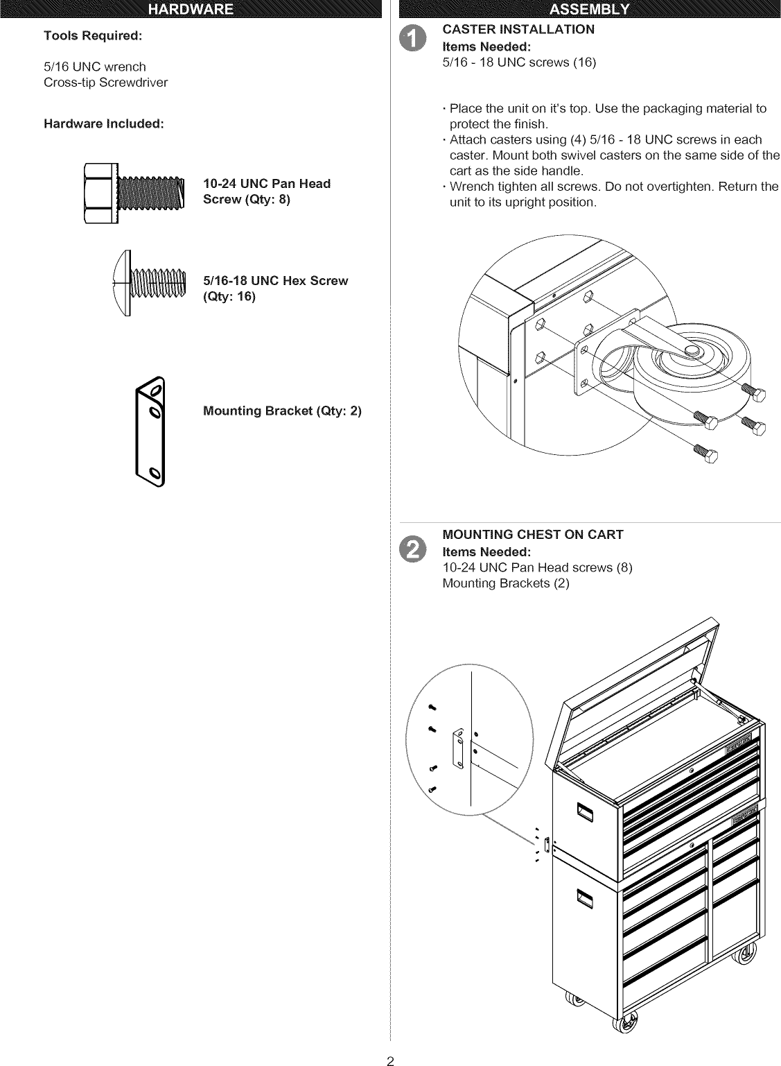 Page 2 of 8 - Craftsman 706210110 User Manual  TOOL CHEST - Manuals And Guides 1501204L