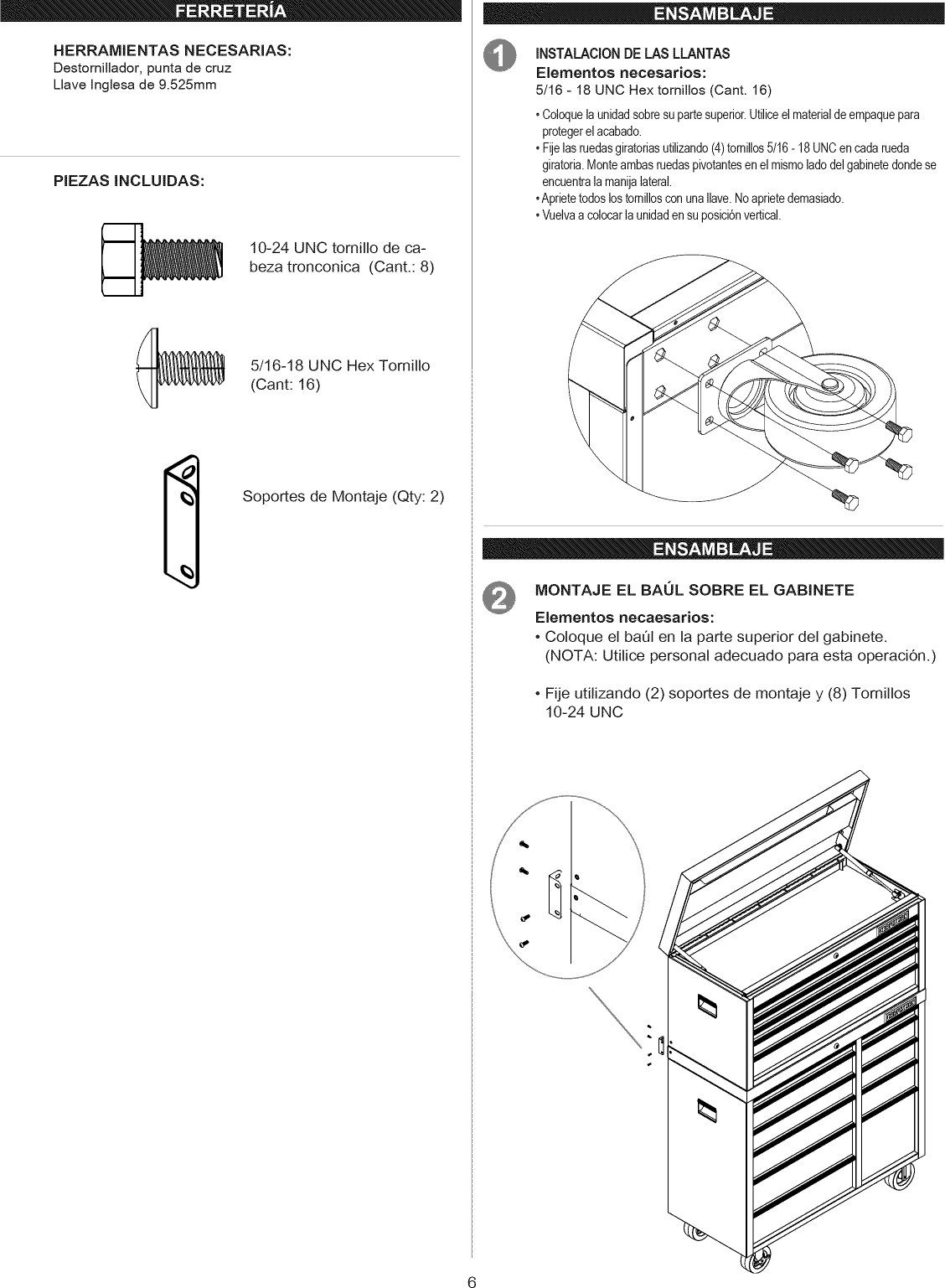 Page 6 of 8 - Craftsman 706210110 User Manual  TOOL CHEST - Manuals And Guides 1501204L