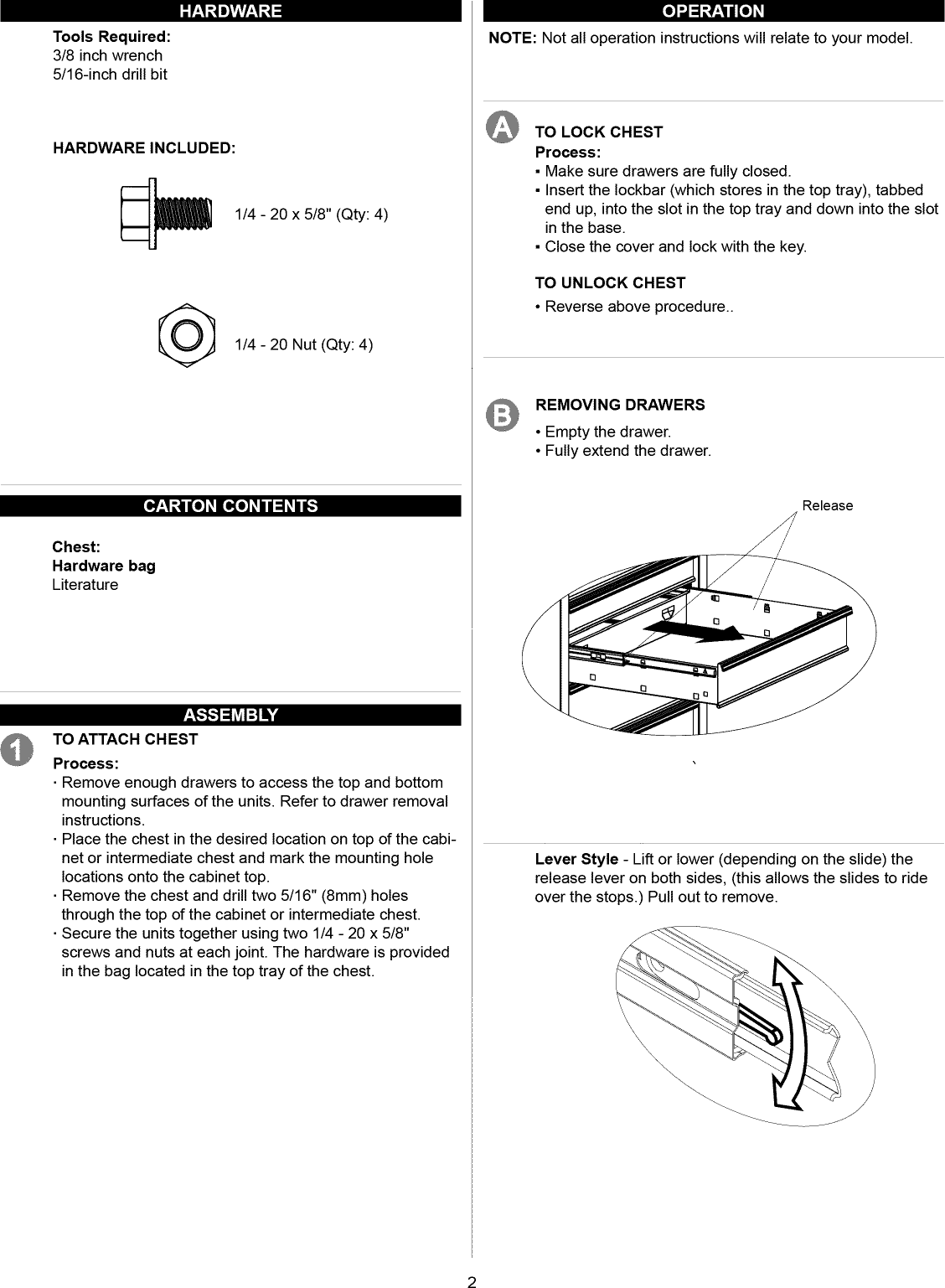 Page 2 of 8 - Craftsman 70631018 1206463L User Manual TOOL CHEST - Manuals And Guides