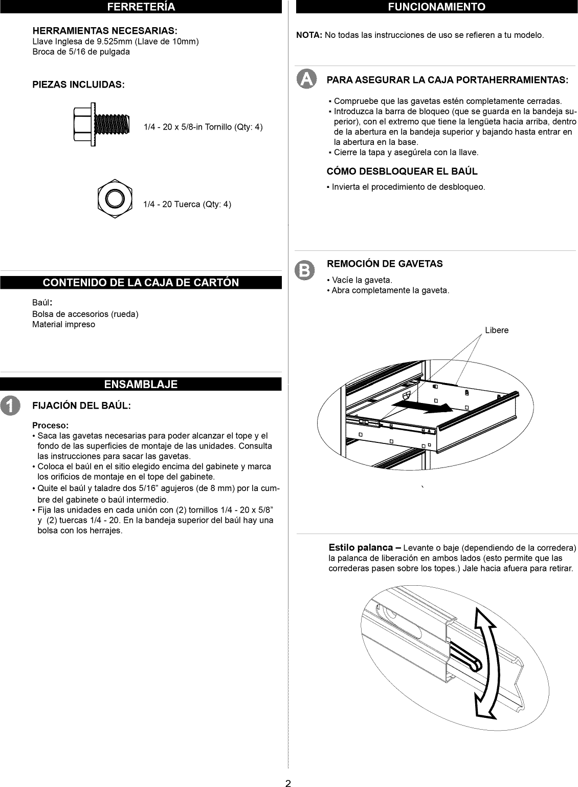 Page 6 of 8 - Craftsman 70631018 1206463L User Manual TOOL CHEST - Manuals And Guides