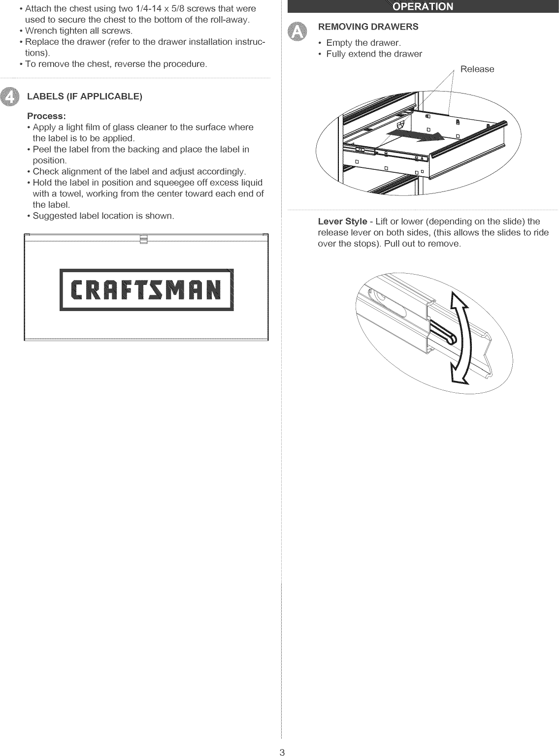 Page 3 of 8 - Craftsman 706323180 User Manual  TOOL CABINET - Manuals And Guides 1311199L