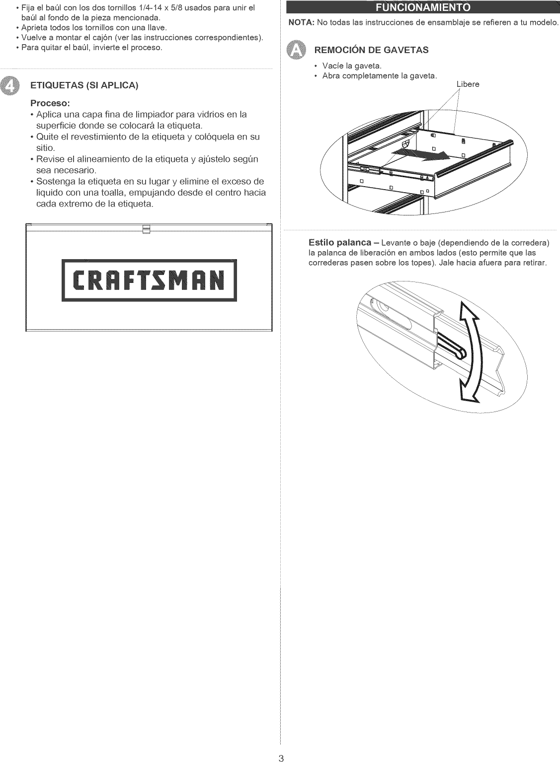 Page 7 of 8 - Craftsman 706323180 User Manual  TOOL CABINET - Manuals And Guides 1311199L