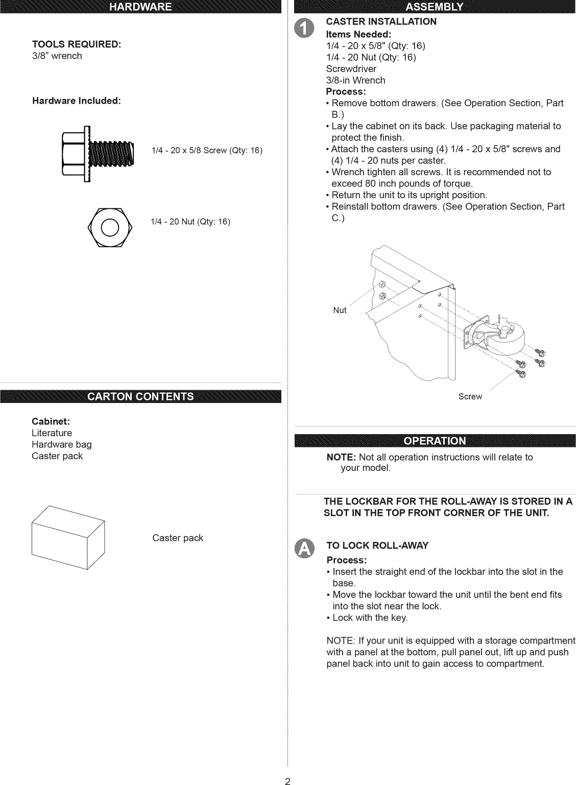 Page 2 of 8 - Craftsman 706335090 User Manual  TOOL CHEST - Manuals And Guides 1501208L