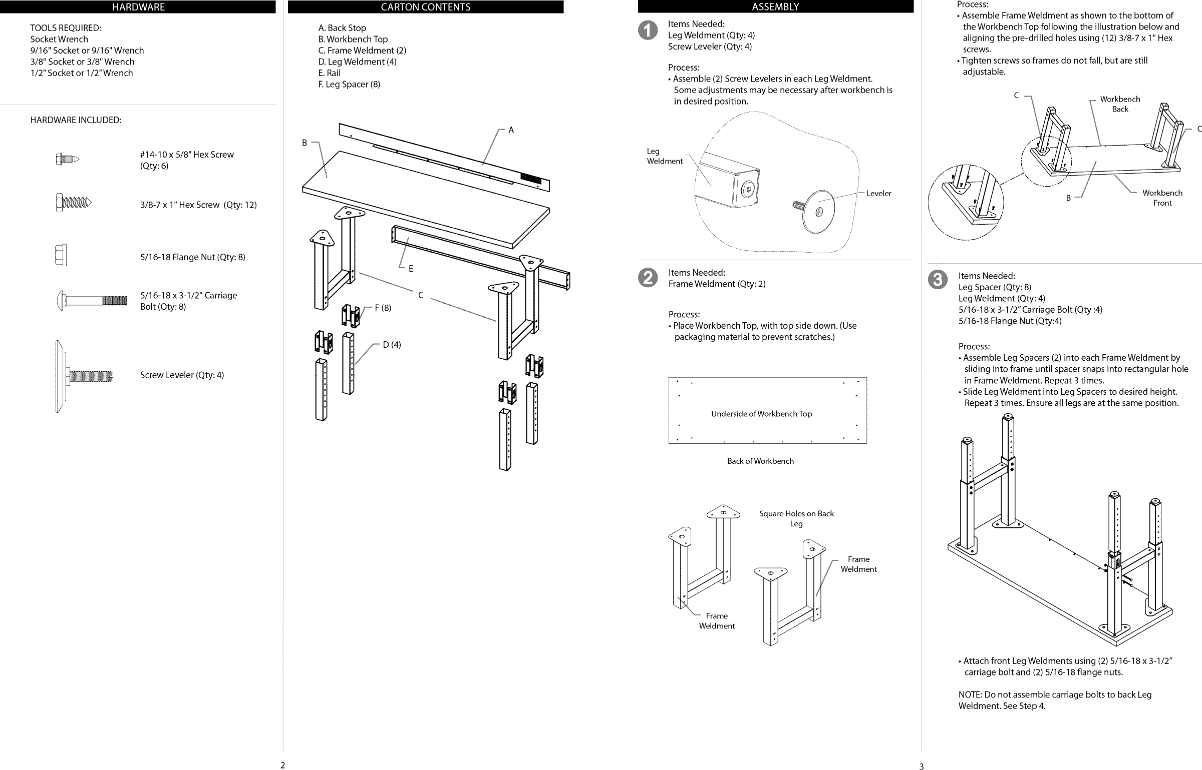 Page 2 of 6 - Craftsman 706466310 1409281L User Manual  WORKBENCH - Manuals And Guides