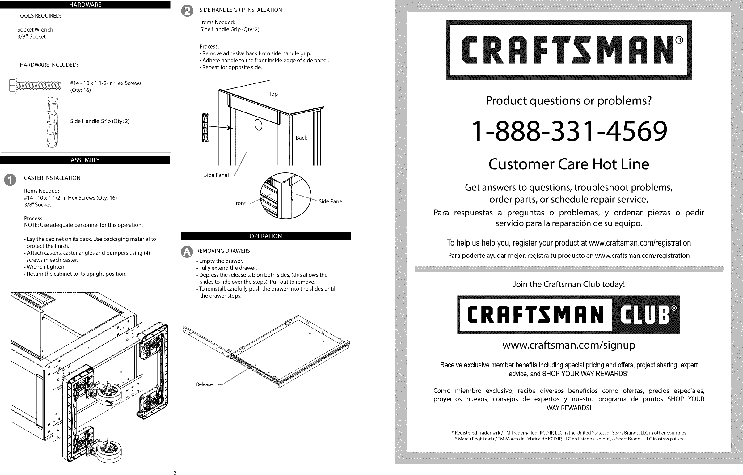 Page 2 of 4 - Craftsman 706466340 User Manual  MOBILE TOOL CHEST - Manuals And Guides 1409291L
