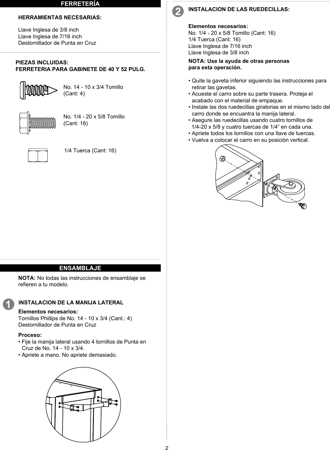 Page 6 of 8 - Craftsman 706586400 User Manual  TOOL CHEST - Manuals And Guides 1610106L