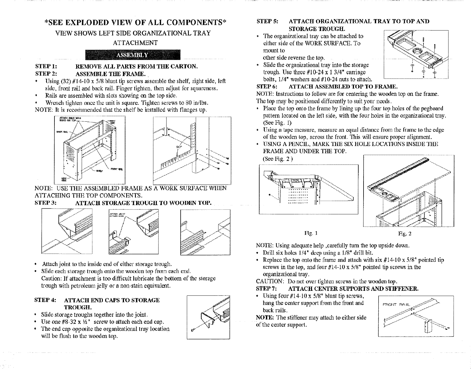 Page 2 of 8 - Craftsman 706655250 User Manual  2 DRAWER WORKBENCH - Manuals And Guides L0711359