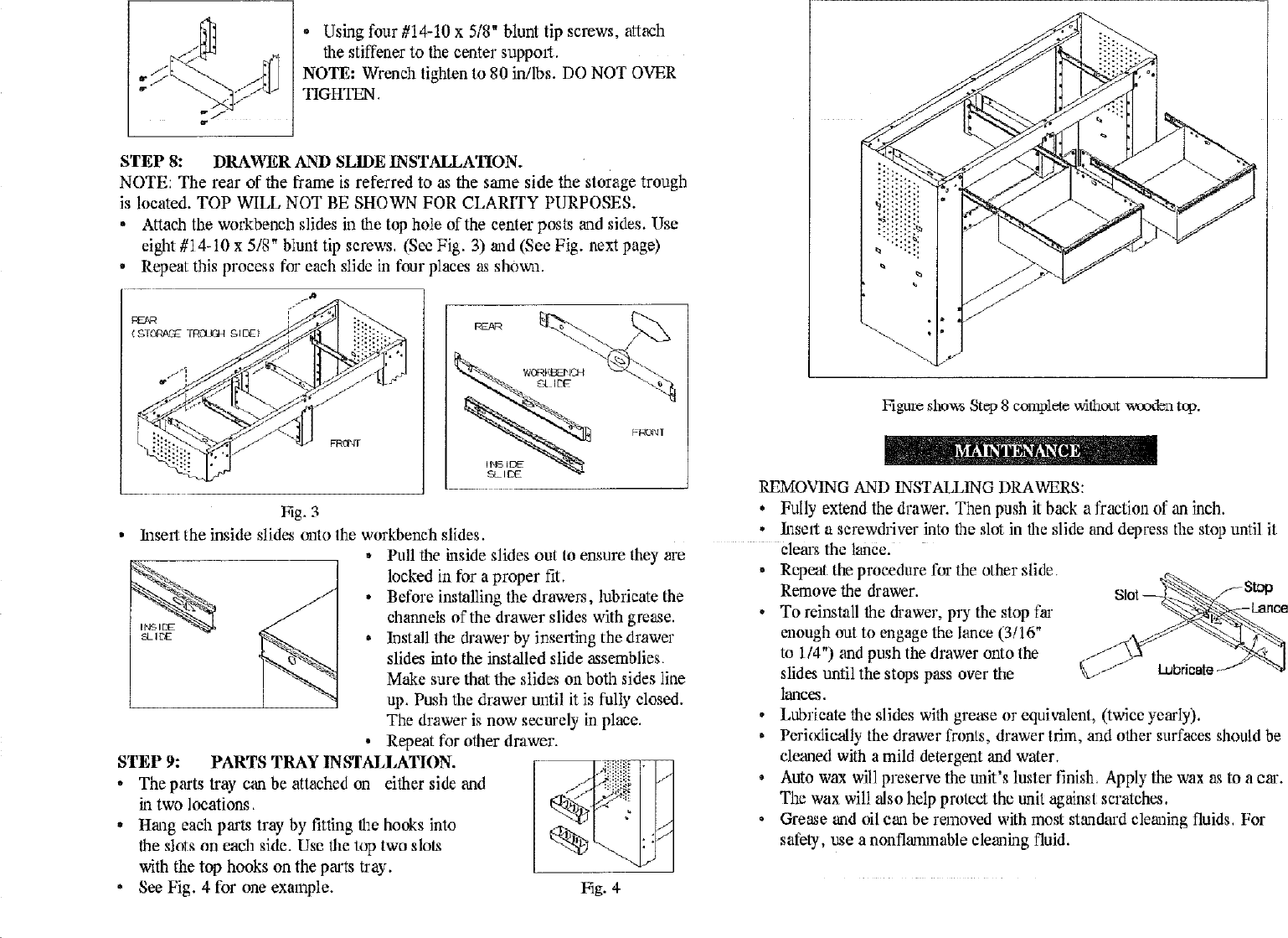 Page 4 of 8 - Craftsman 706655250 User Manual  2 DRAWER WORKBENCH - Manuals And Guides L0711359