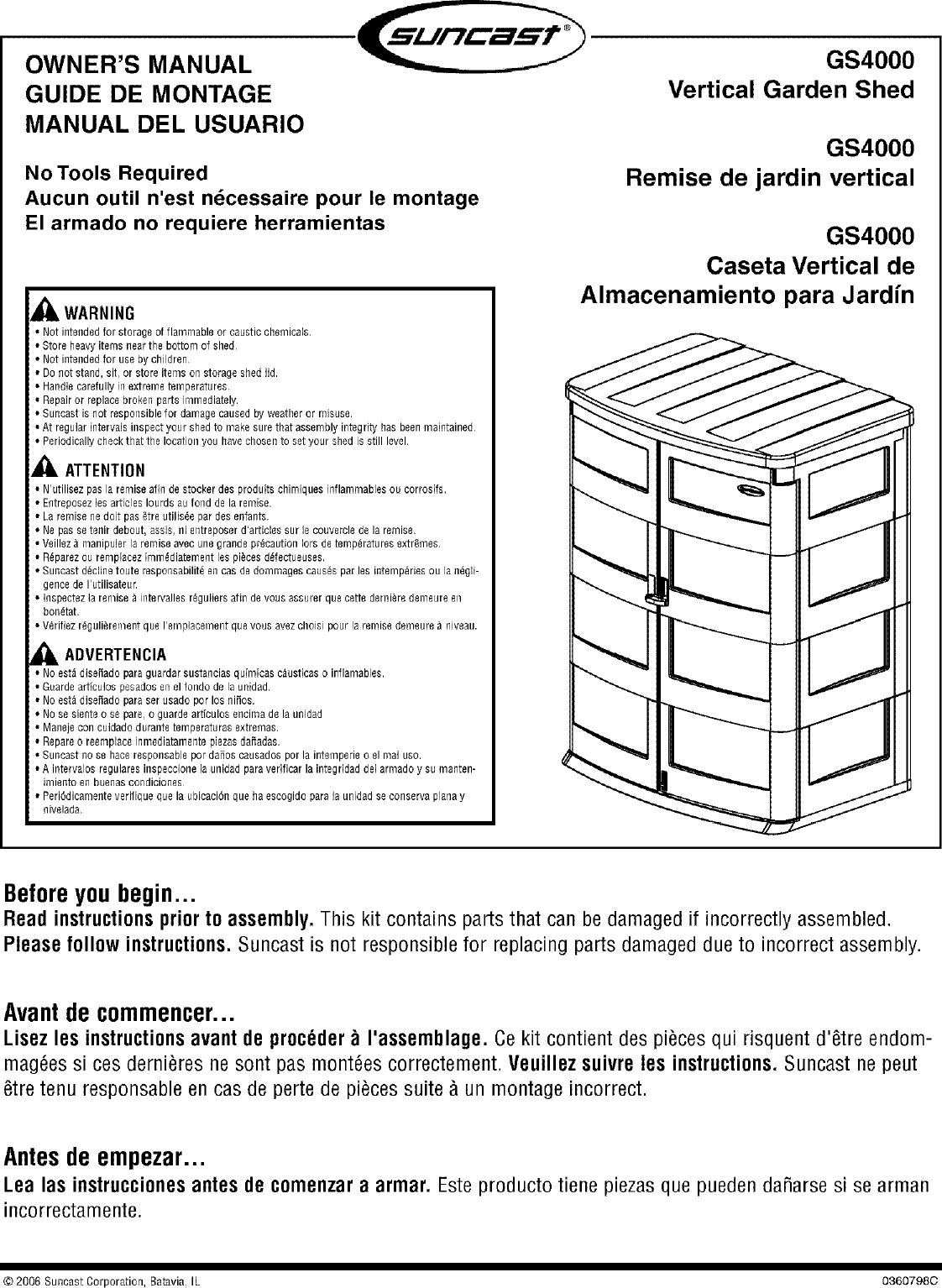 Page 1 of 12 - Craftsman 79965021 User Manual  VERTICAL GARDEN SHED - Manuals And Guides L0604849