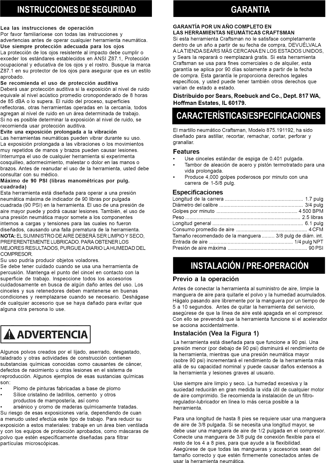 Page 5 of 9 - Craftsman 875191192 User Manual  AIR HAMMER - Manuals And Guides L0906026
