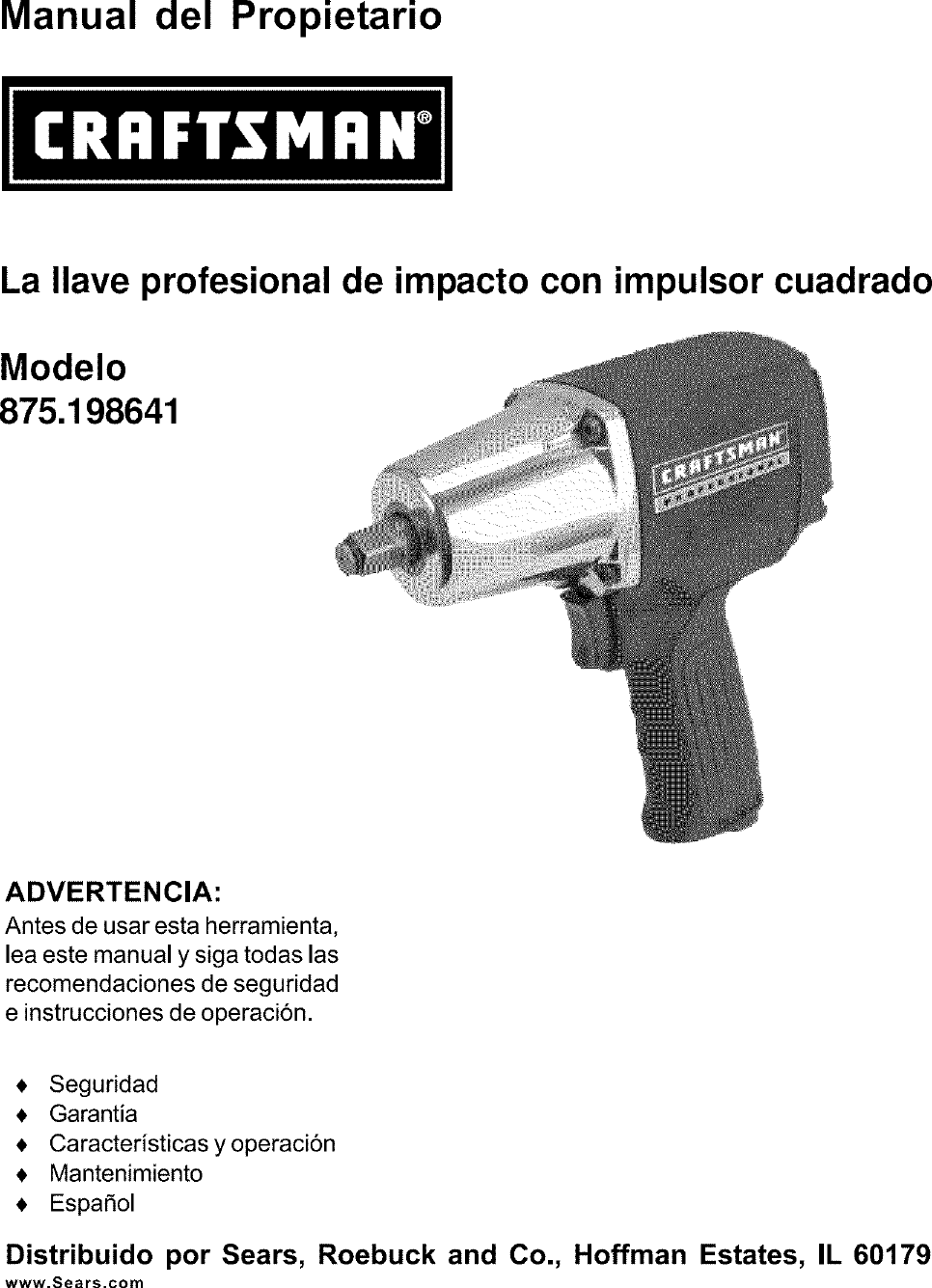Page 6 of 12 - Craftsman 875198641 User Manual  IMPACT WRENCH - Manuals And Guides L0710608