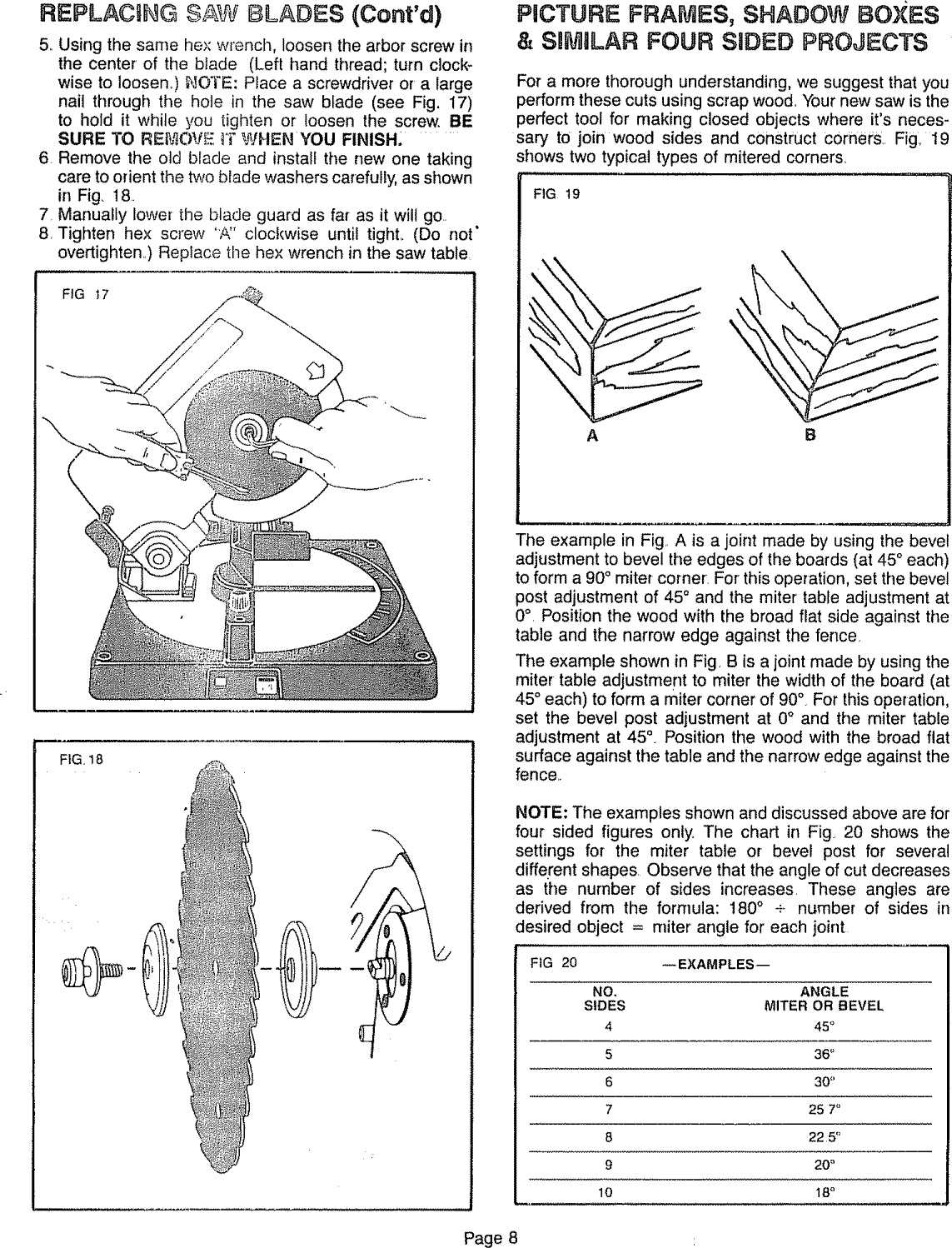 Page 8 of 12 - Craftsman 900233550 User Manual  8 1/4 INCH COMPOUND MITER SAW - Manuals And Guides L0805063
