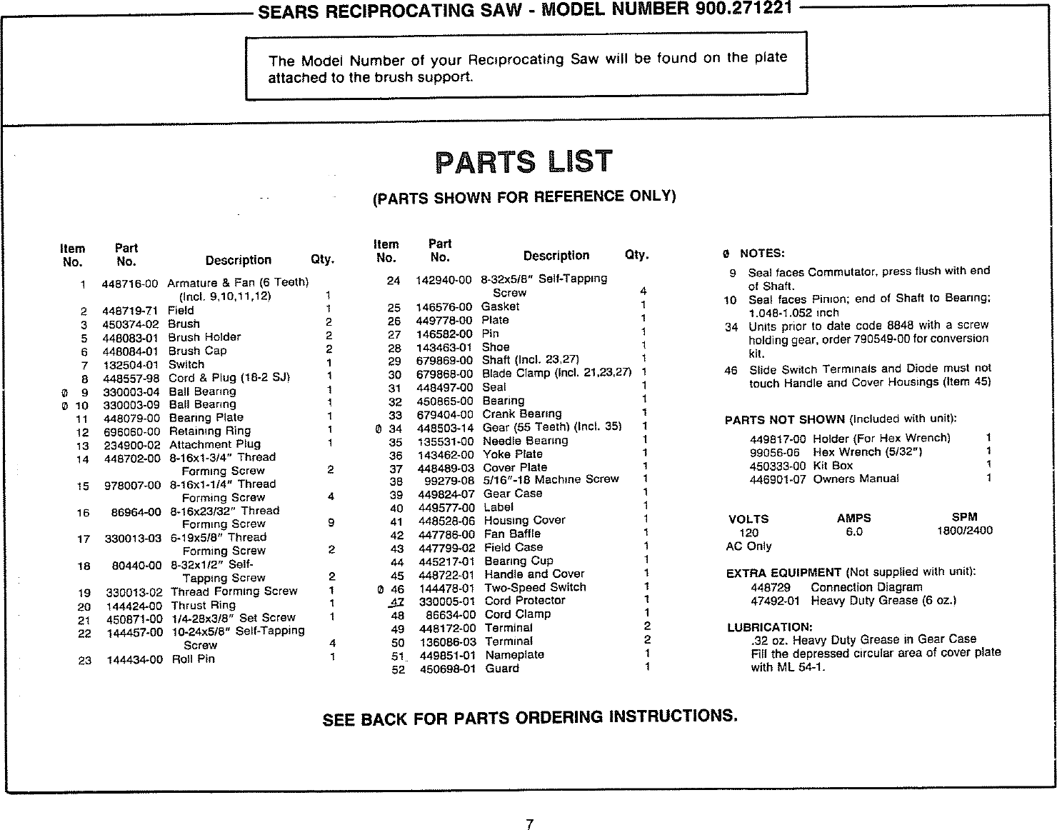 Page 7 of 8 - Craftsman 900271221 User Manual  DUAL SPEED RECIPROCATING SAW - Manuals And Guides L0806847