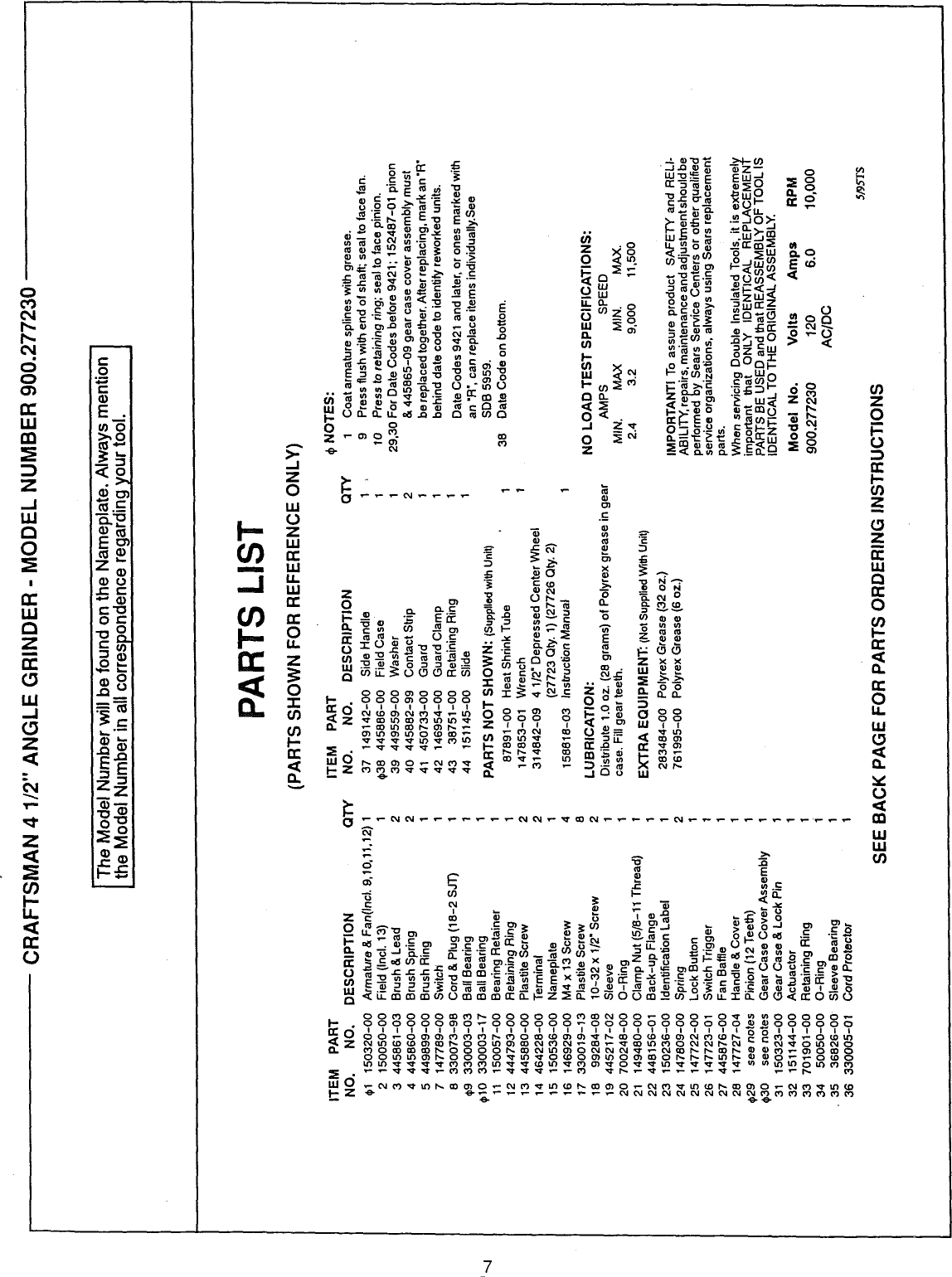 Page 7 of 8 - Craftsman 900277230 User Manual  ANGLE GRINDER - Manuals And Guides 1006464L