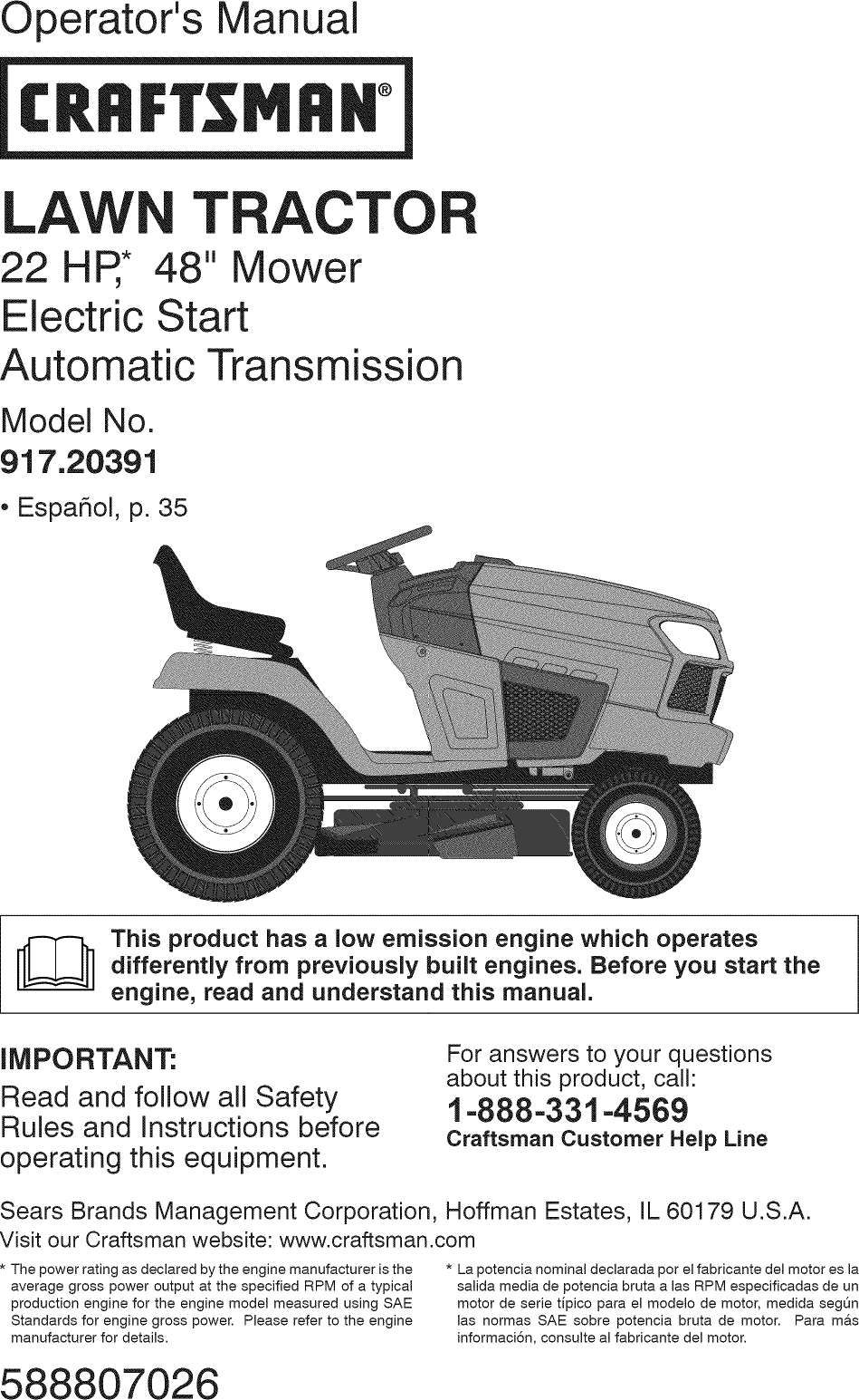 Craftsman 917203911 1504302L User Manual LAWN TRACTOR Manuals And Guides