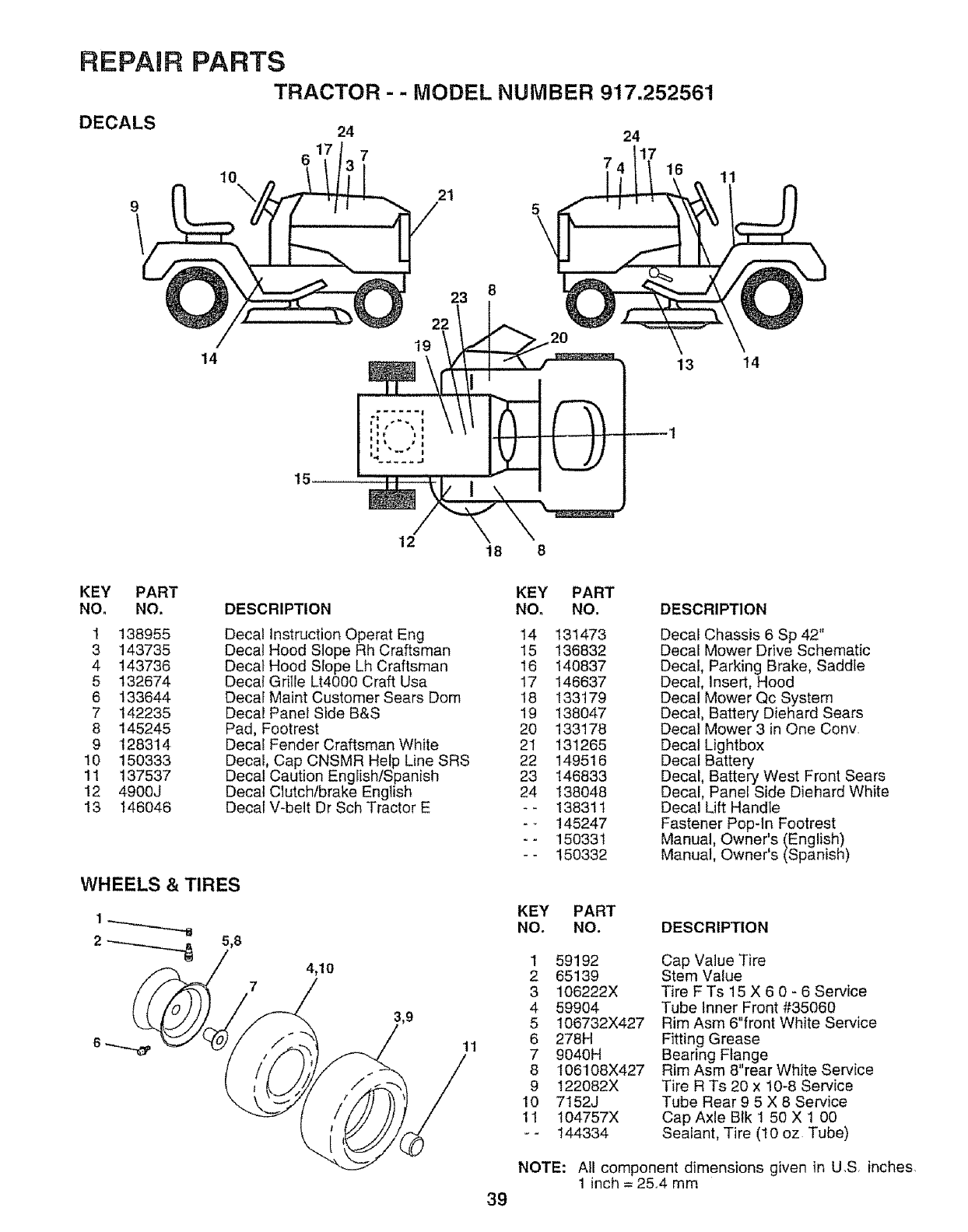 Craftsman 917252561 User Manual TRACTOR Manuals And Guides L0710016
