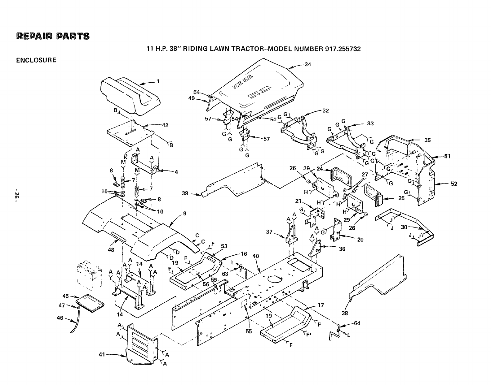 Craftsman 917255732 User Manual 11 H.p. 38 Inch Riding Lawn Tractor 