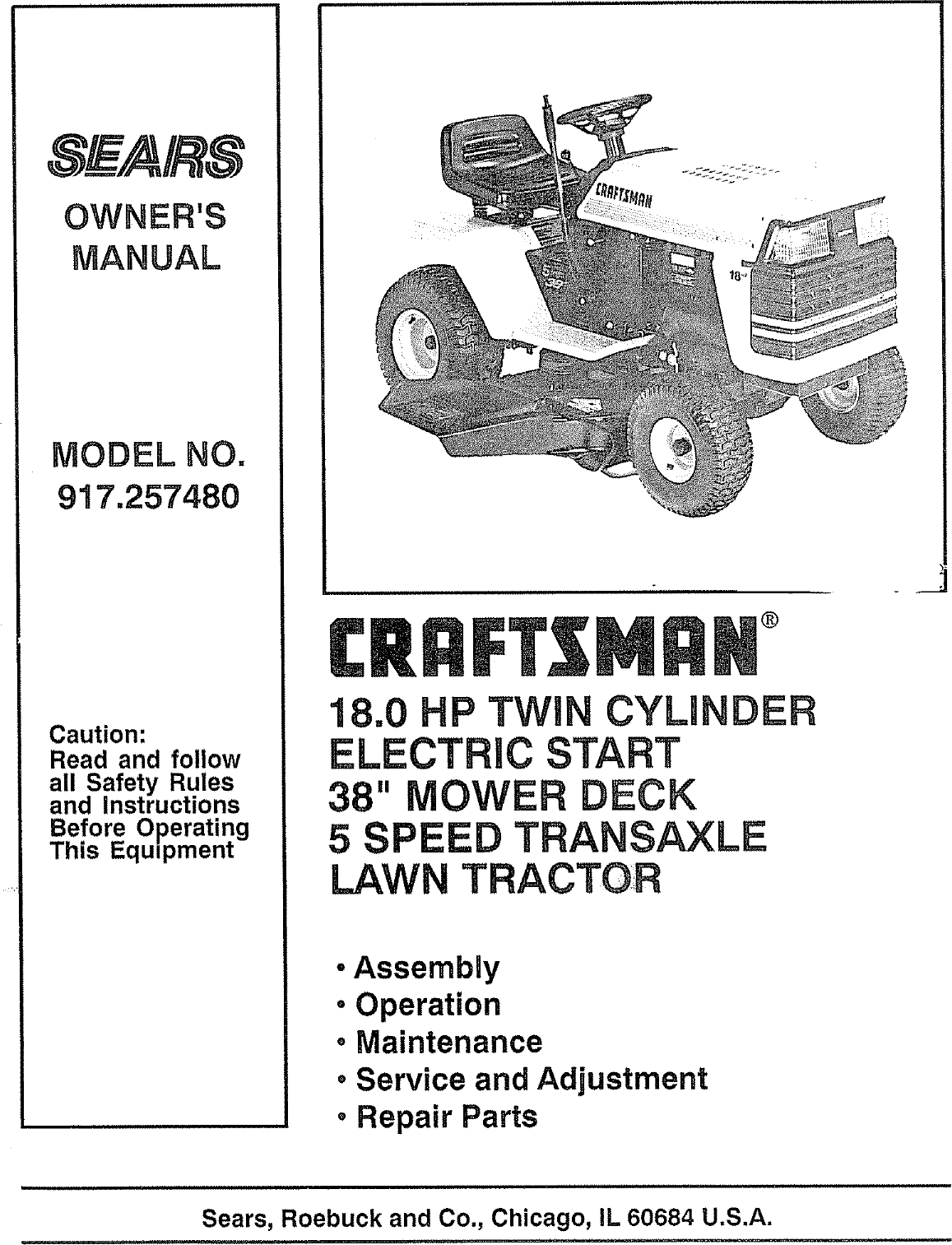 Craftsman Ii 18 Hp Garden Tractor Manual - Garden and Modern House ...