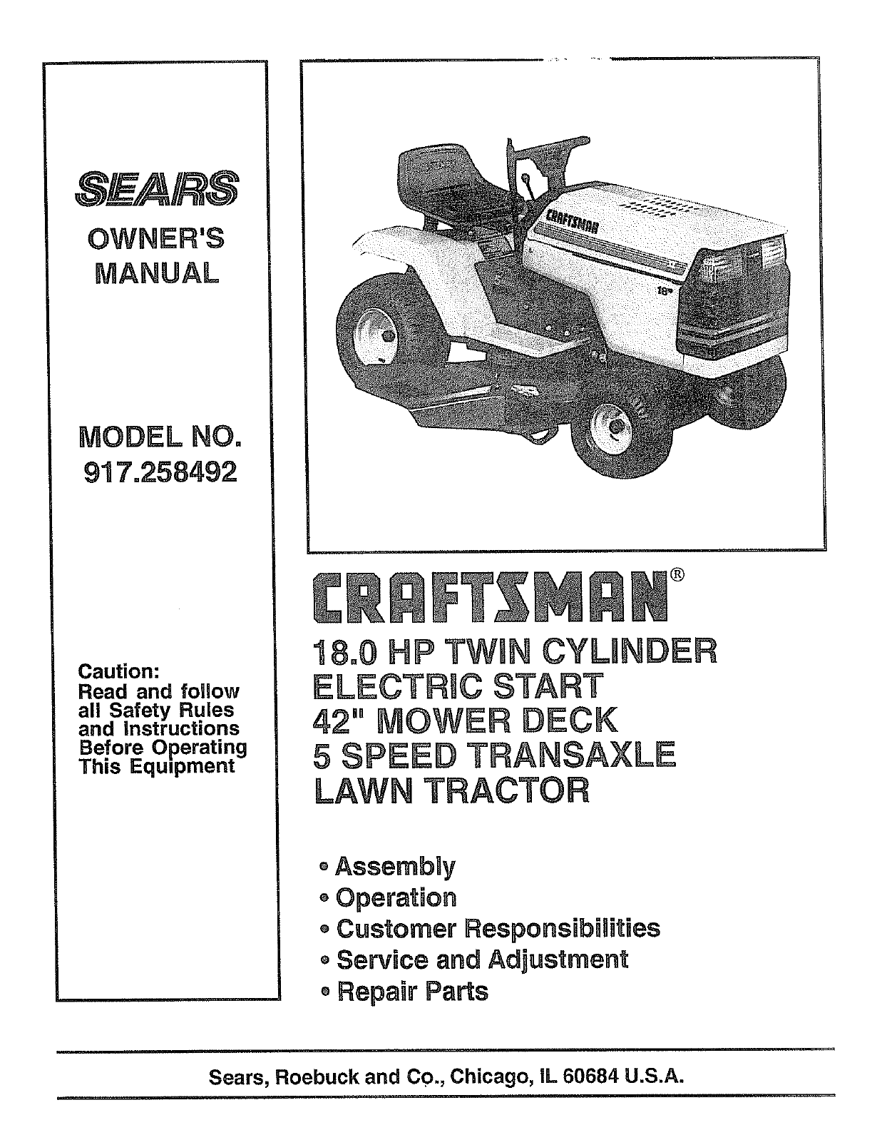 Craftsman Ii 18 Hp Garden Tractor Manual - Garden and Modern House ...