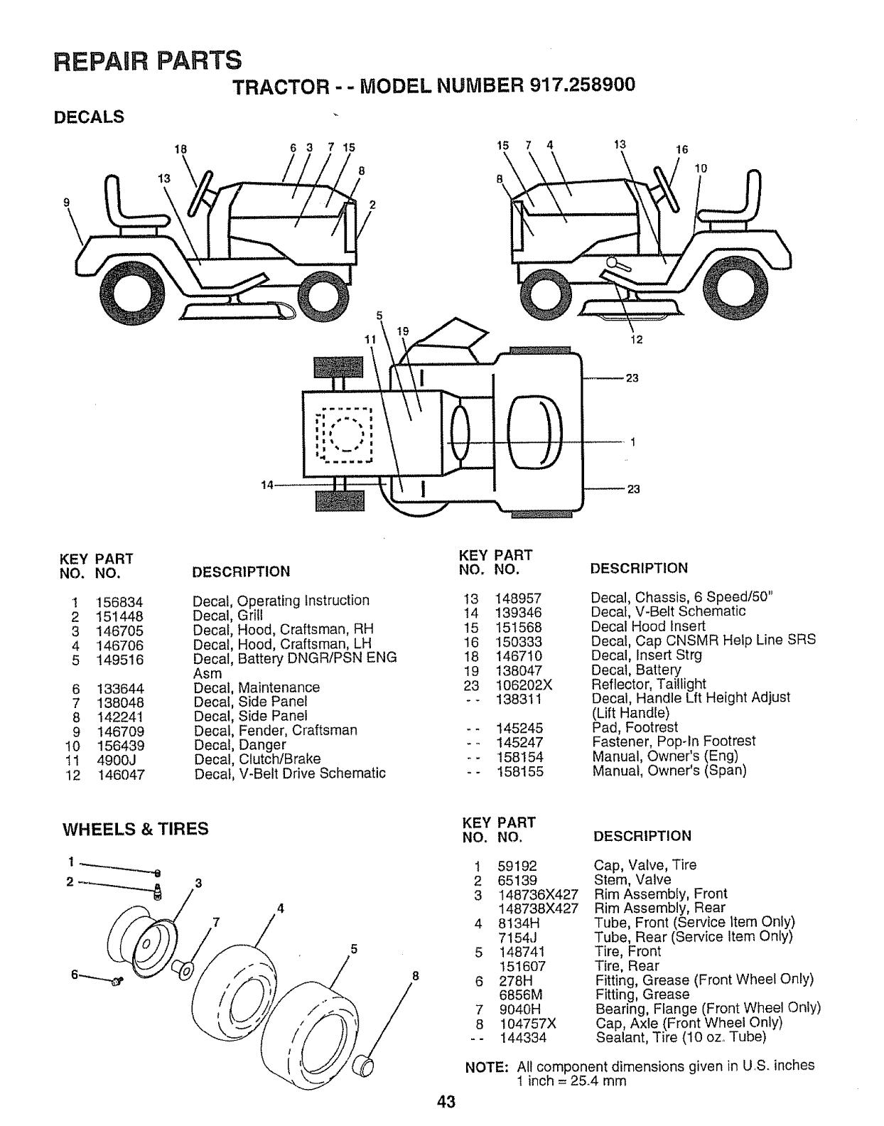 Craftsman 917258900 User Manual TRACTOR Manuals And Guides L0808319