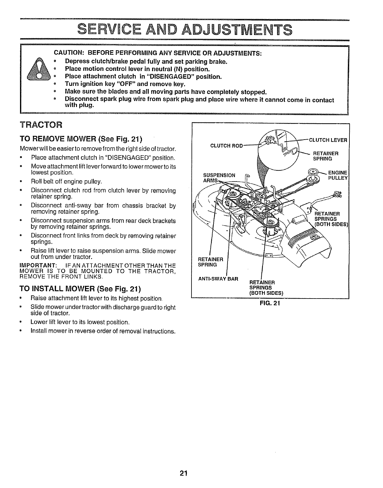 Craftsman 917259531 User Manual TRACTOR Manuals And Guides L0806839